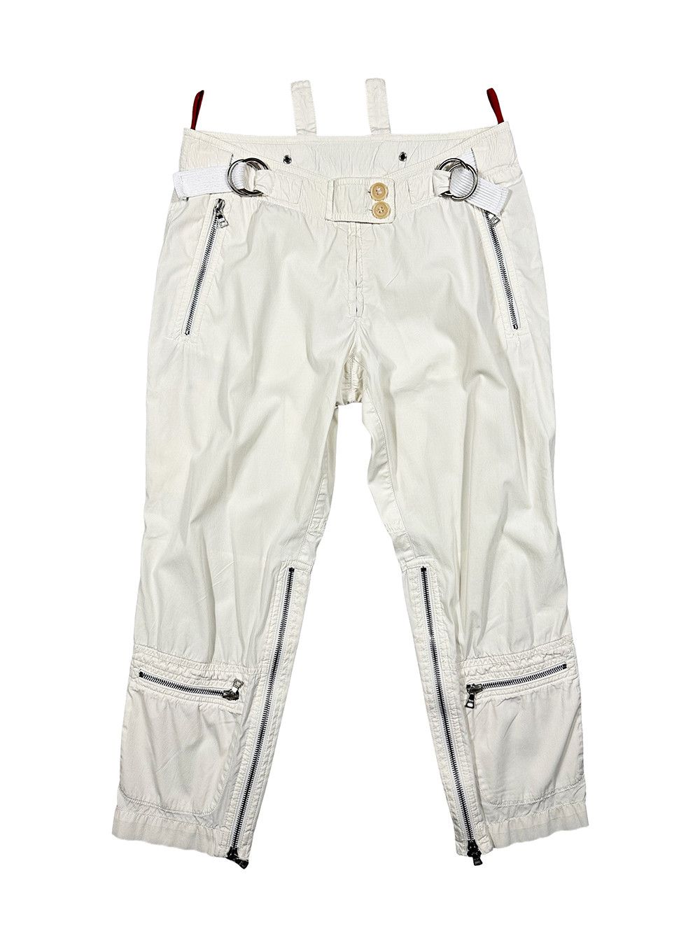 Prada Prada White Aviator Zipper Cargo Capri Pant Size 26" / US 2 / IT 38 - 1 Thumbnail