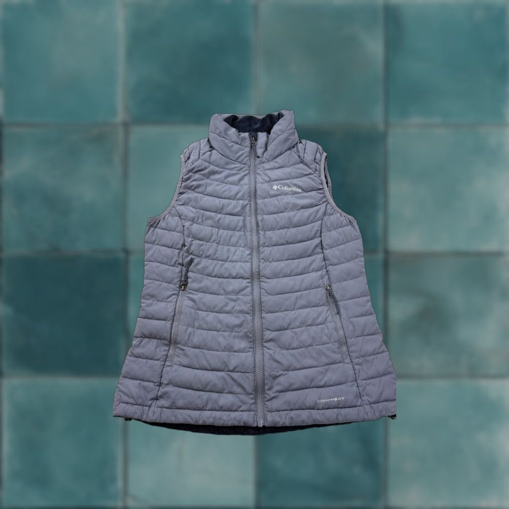 Vintage Columbia Vest Womens Medium Gray Omni-Heat Quilted Puffer Zip Pockets Fleece Size M / US 6-8 / IT 42-44 - 1 Thumbnail