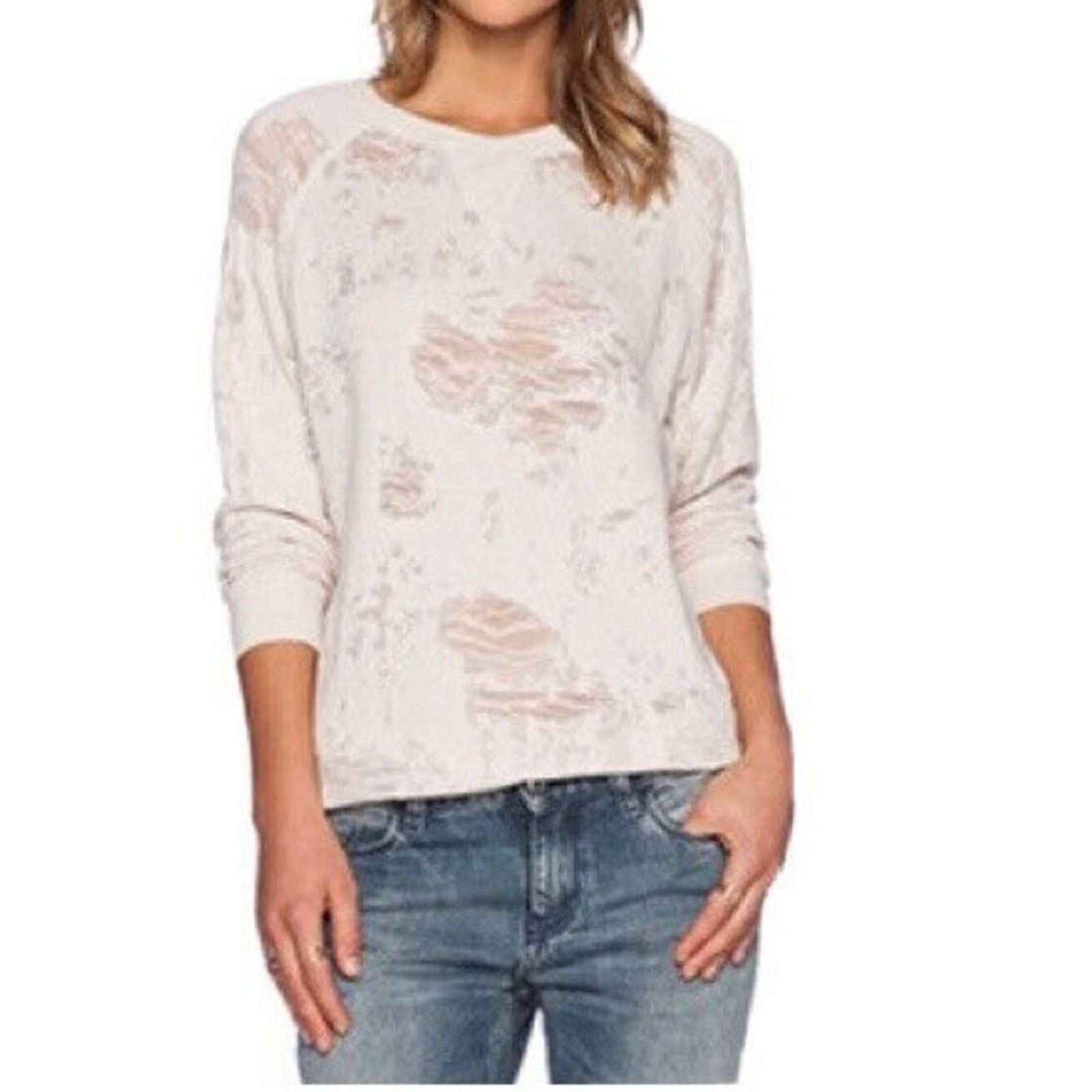Iro IRO Jeans Sudami Distressed Crew Neck Sweater Beige S Size S / US 4 / IT 40 - 2 Thumbnail