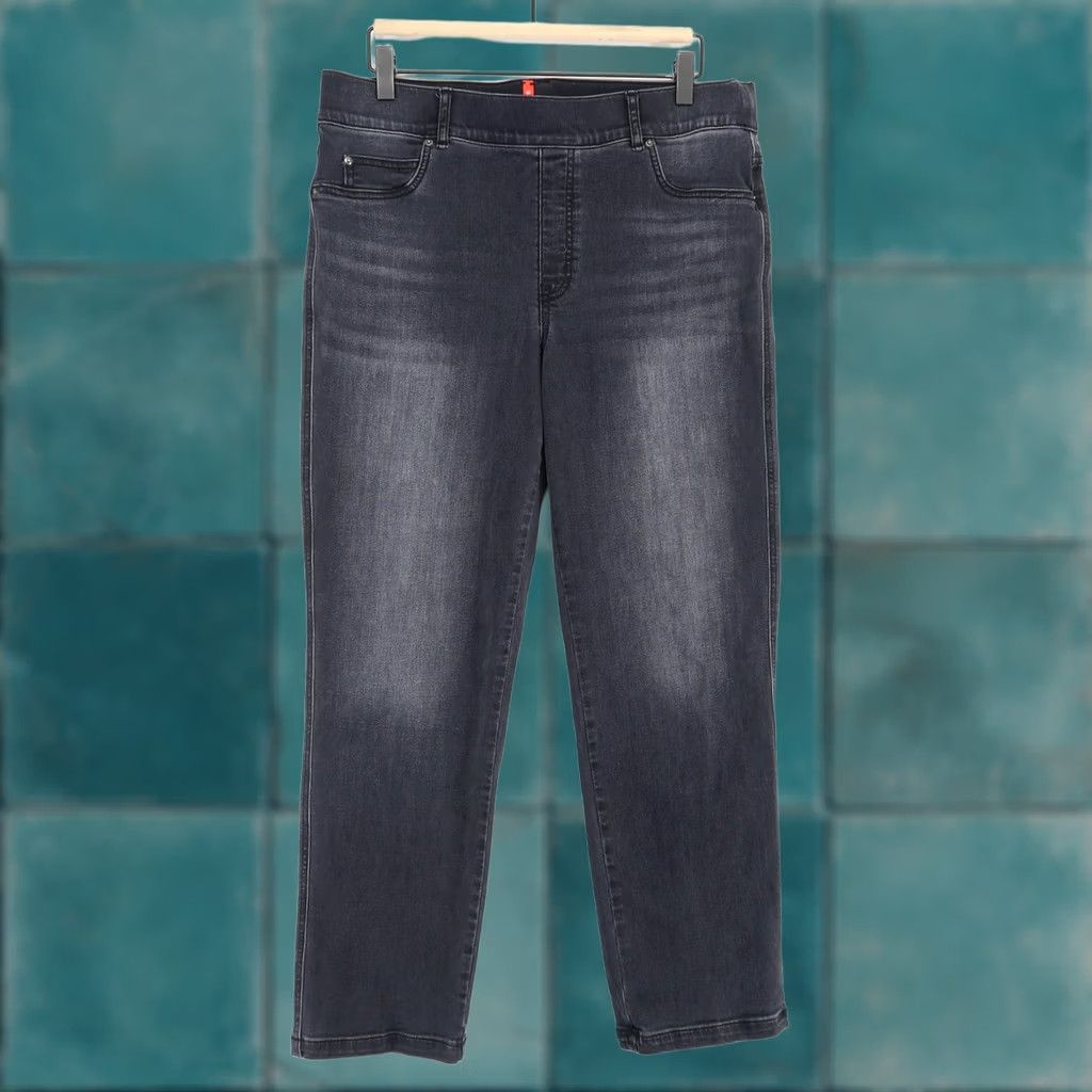 Spanx Spanx Ankle Straight Jeans Womens XL Washed Black Stretch Denim Pull On High Rise Shaping Size 40" / US 18 - 1 Thumbnail