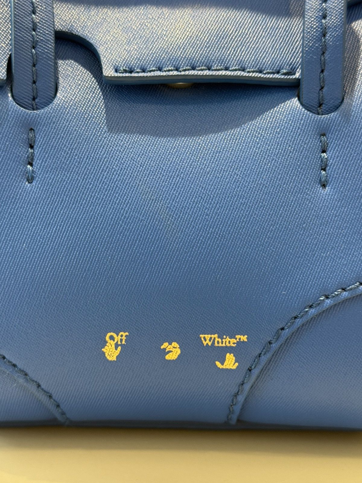 Off-White Off-White Burrow-16 Tote Bag Blue Leather Size ONE SIZE - 7 Thumbnail