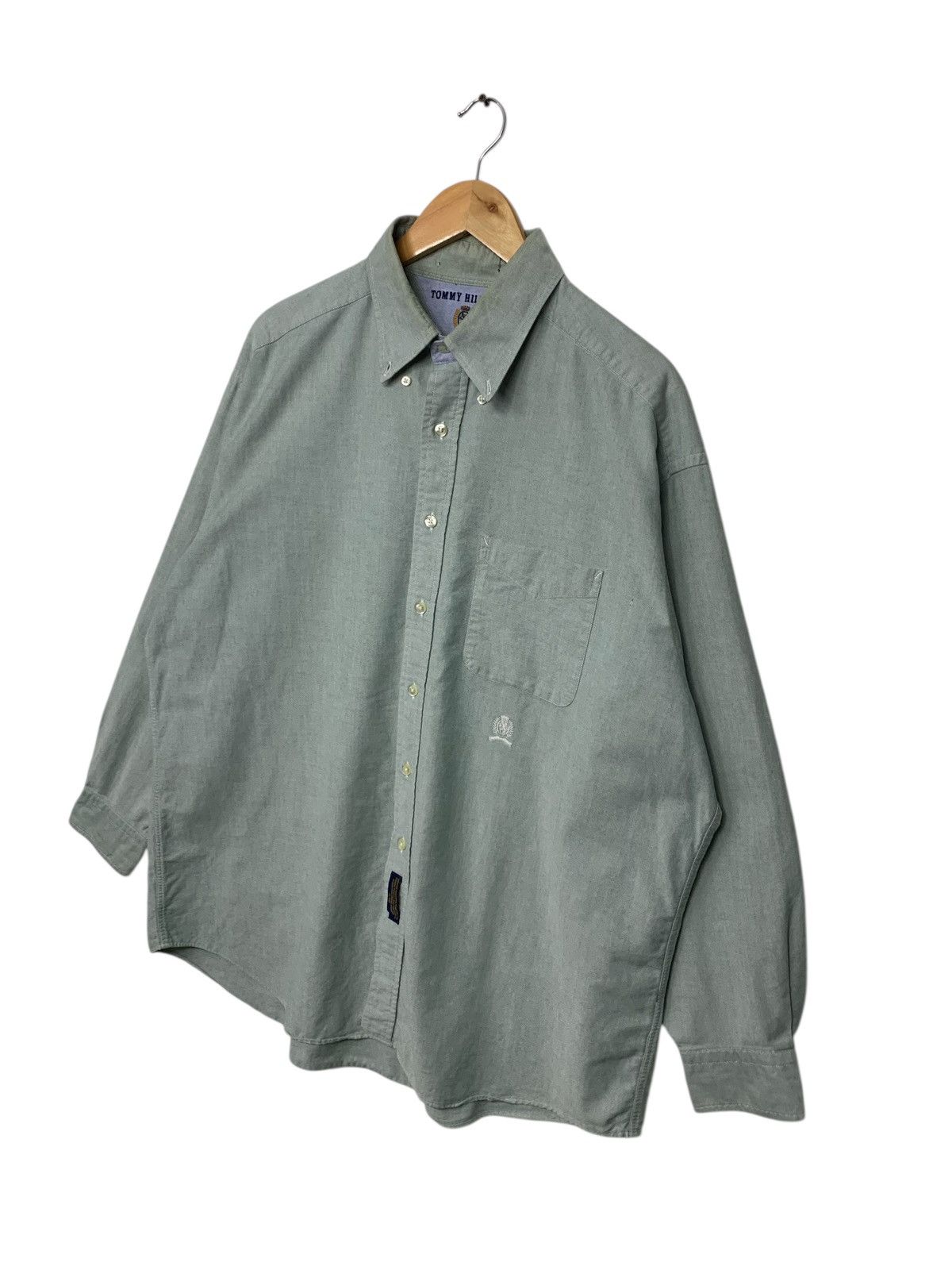 Tommy Hilfiger Vintage 90's Tommy Hilfiger Small Logo Button Up Shirt Denim Size US XL / EU 56 / 4 - 2 Thumbnail