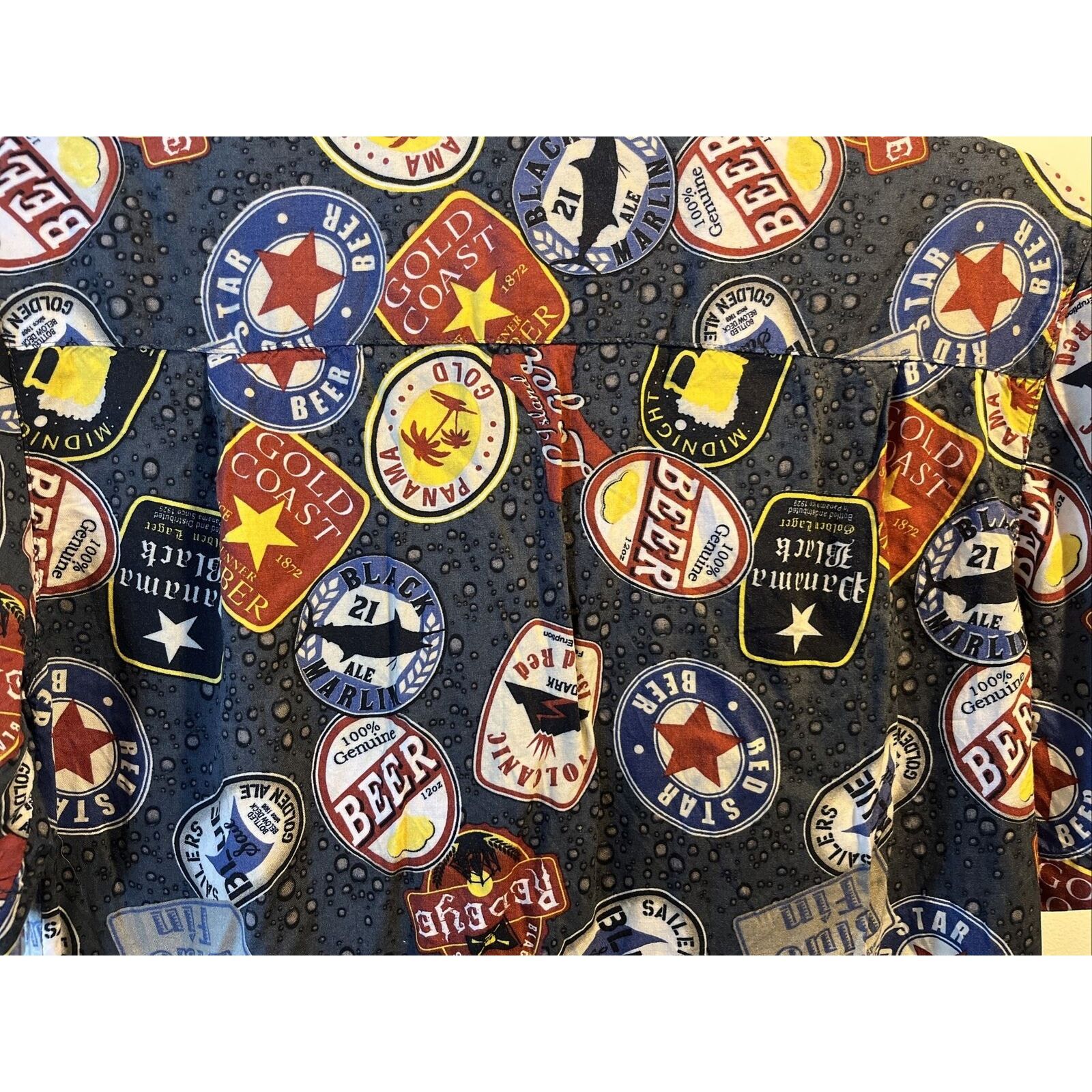 George George Men's Small 34-36 Gray Beer Print SS Rayon Shirt Size US S / EU 44-46 / 1 - 18 Thumbnail