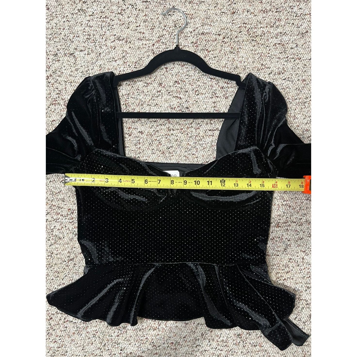 Saylor Saylor Black Long Sleeve Velvet Glitter Elsa Peplum Top M Size M / US 6-8 / IT 42-44 - 5 Thumbnail