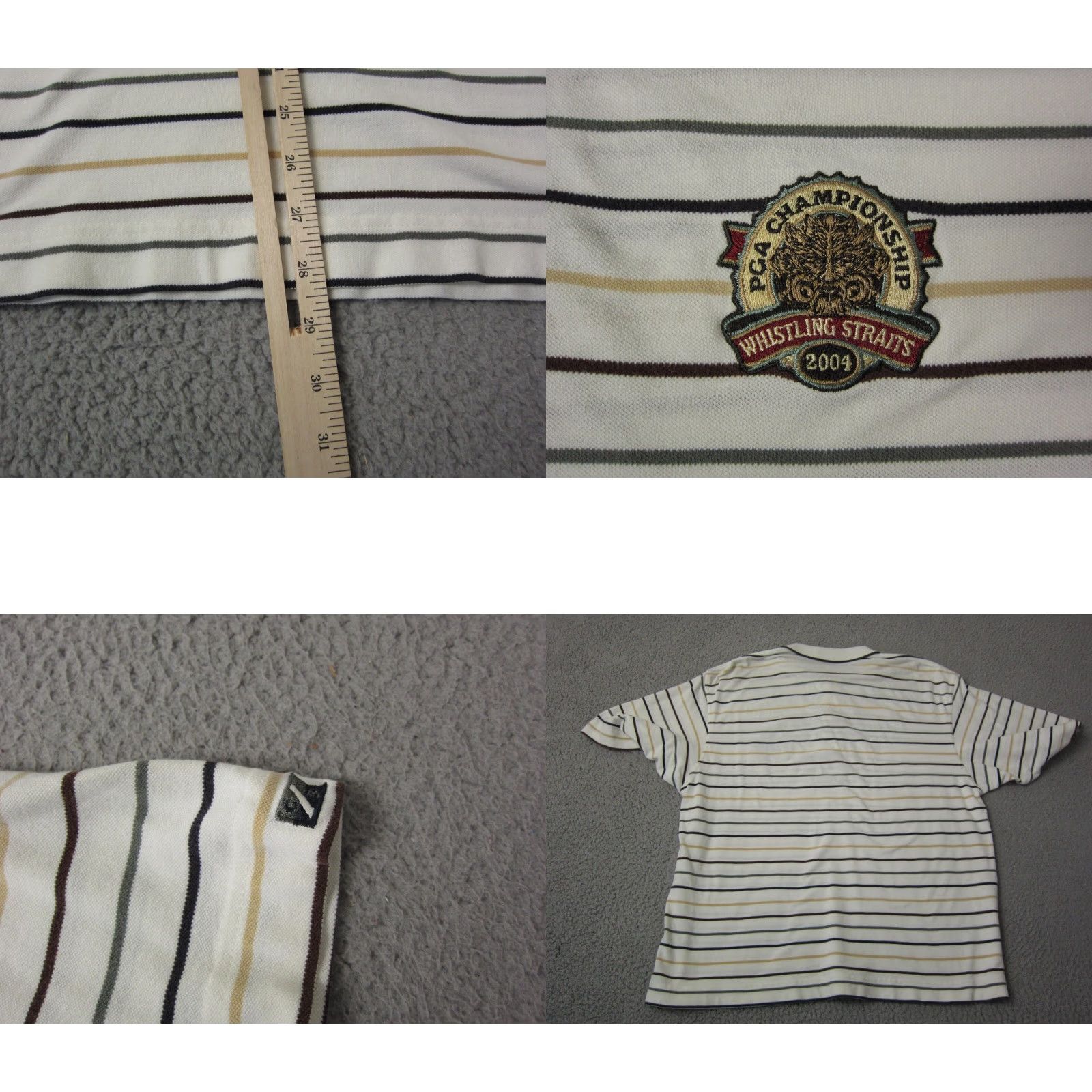PGA Tour VINTAGE PGA TOUR Polo Shirt Mens Adult M White Striped 90s Outdoor Logo Athletic Short Sleeve Club Shirt Size US M / EU 48-50 / 2 - 8 Thumbnail