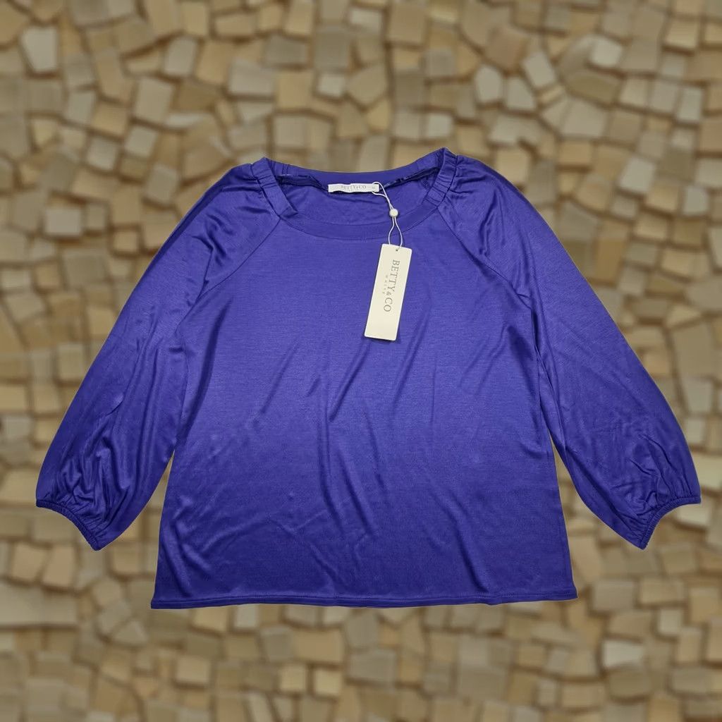 CO Betty & Co Womens Purple Long Sleeves Tee Shirt Blouse Top 10 UK Stretch Casual Boat Neck Size L / US 10 / IT 46 - 1 Thumbnail
