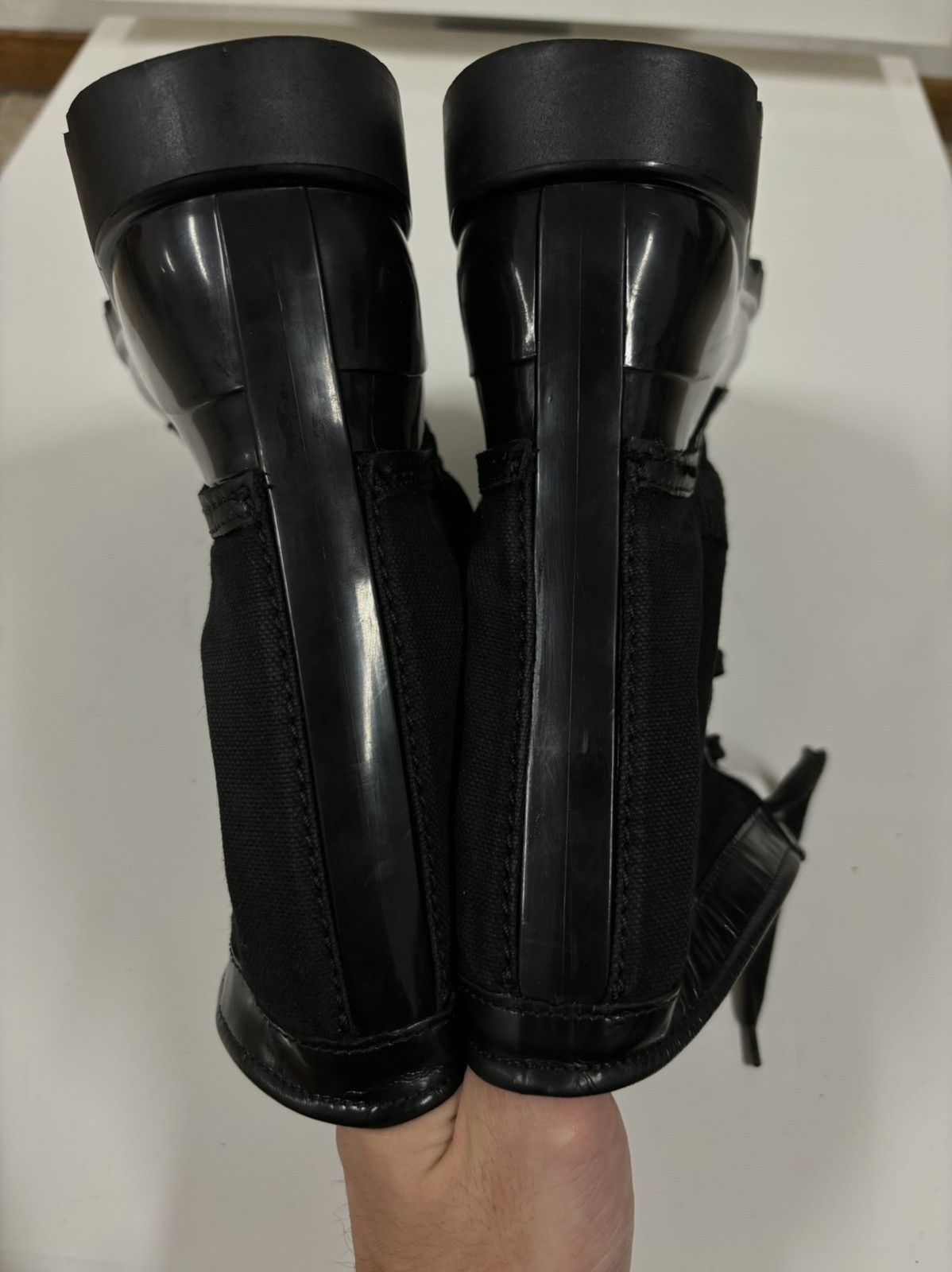 Burberry Prorsum Leather-Canvas Mono Black Lace-Up Rubber High Boots Shoes 44 Size US 11.5 / EU 44-45 - 17 Thumbnail