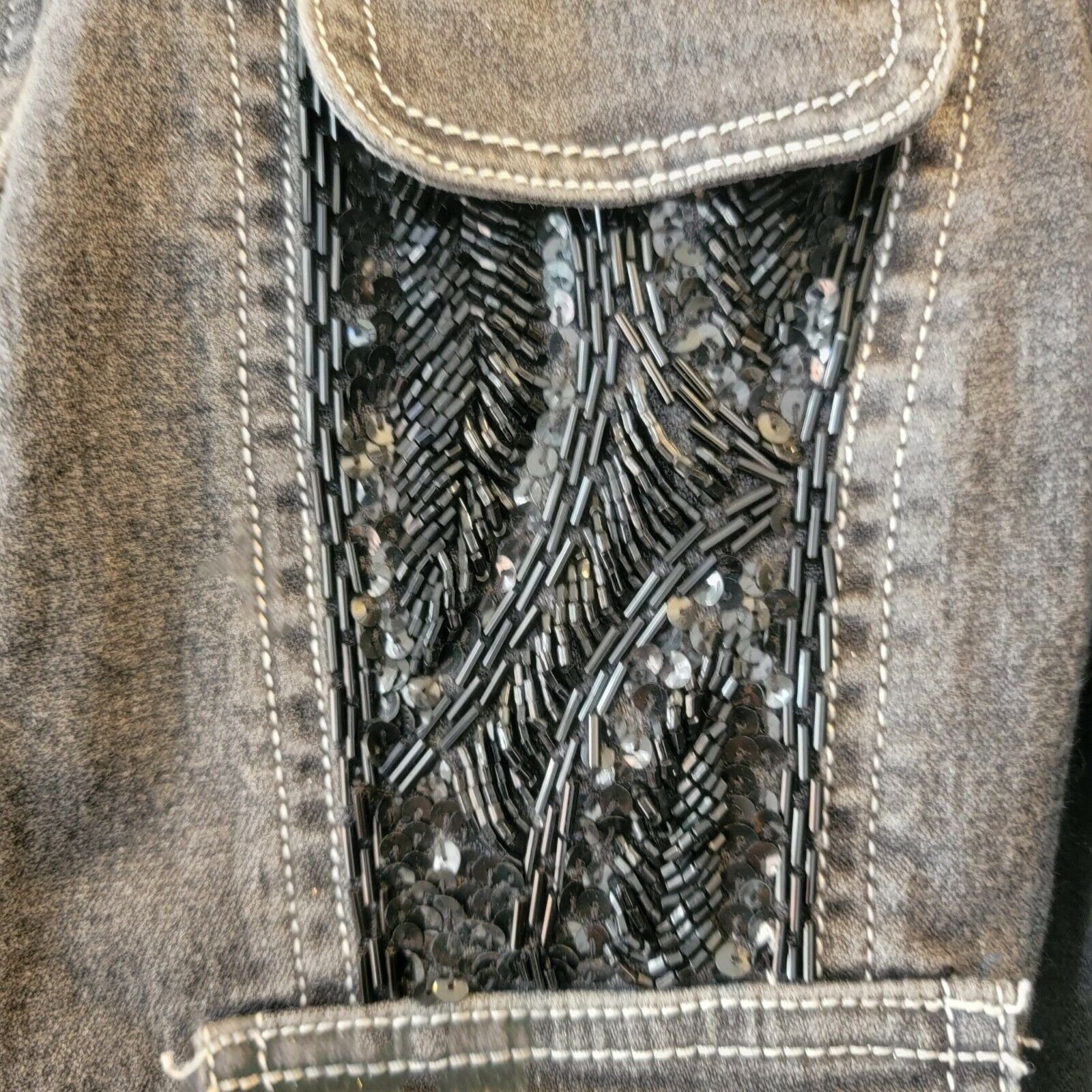 Other Size M Women's Black boho Denim fitted Jacket 4 pockets bead Size M / US 6-8 / IT 42-44 - 7 Thumbnail