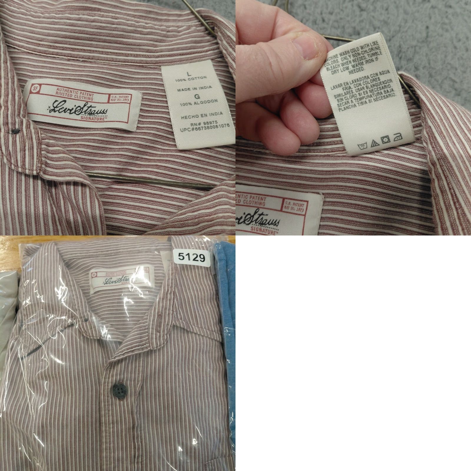 Levi's Levi’s Shirt Men’s L Burgundy & Ivory Long Sleeve Button-Up Casual, Workwear, Travel Size US L / EU 52-54 / 3 - 9 Thumbnail