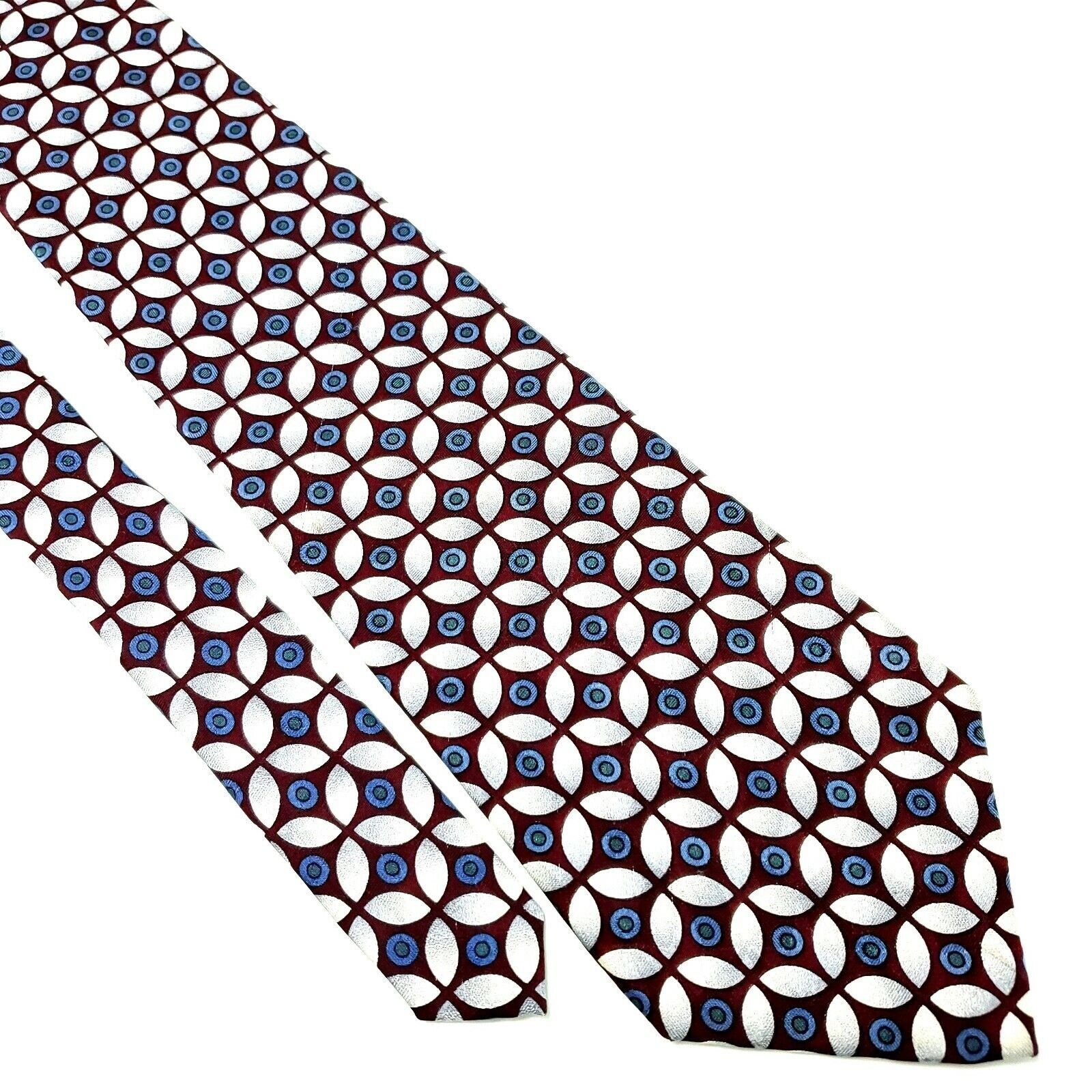 Pierre Cardin Pierre Cardin Silk Tie Print Maroon Geometric Wide Size ONE SIZE - 1 Thumbnail