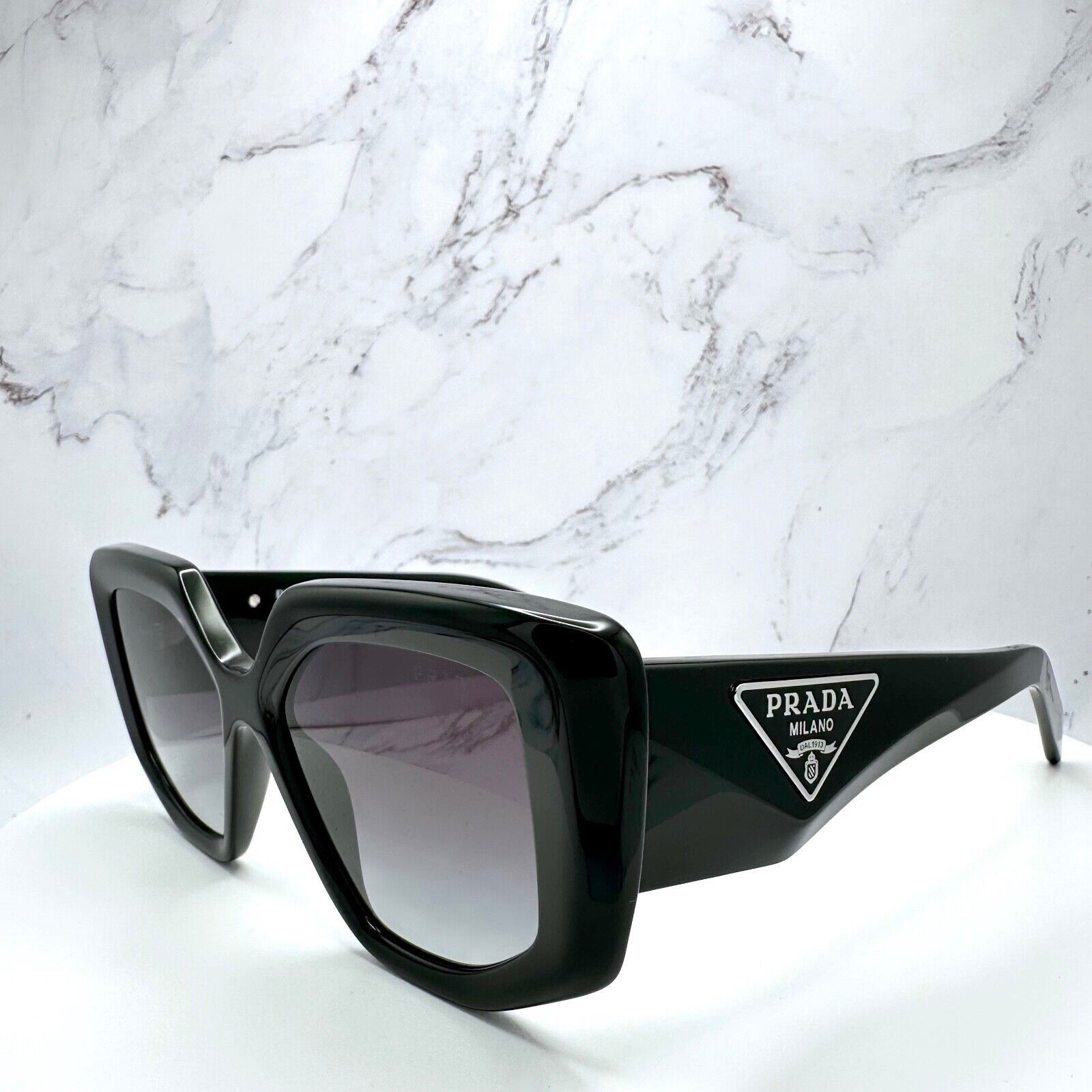Prada Prada Sunglasses Black Square Oversized Triangle Logo Italy Size ONE SIZE - 9 Thumbnail