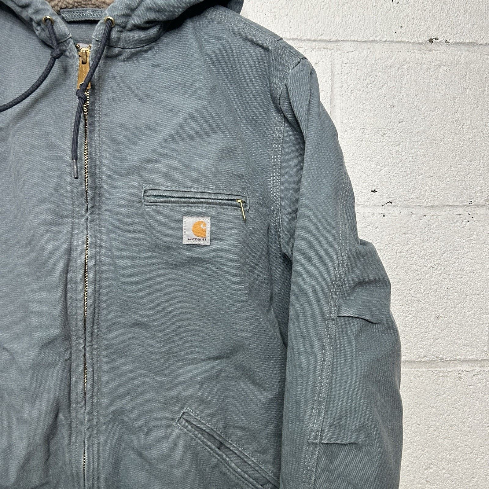 Carhartt Carhartt Sherpa-Lined Hooded Detroit Jacket “Sea Glass” Size L / US 10 / IT 46 - 2 Thumbnail