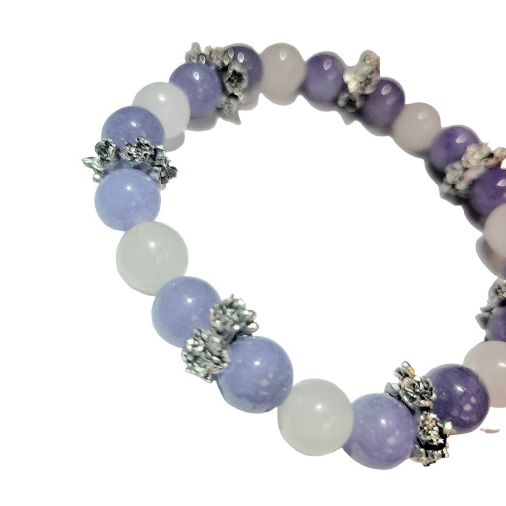 Handmade Natural Angelite & Selenite Crystal Butterflies 7" Bracelet Size ONE SIZE - 3 Thumbnail