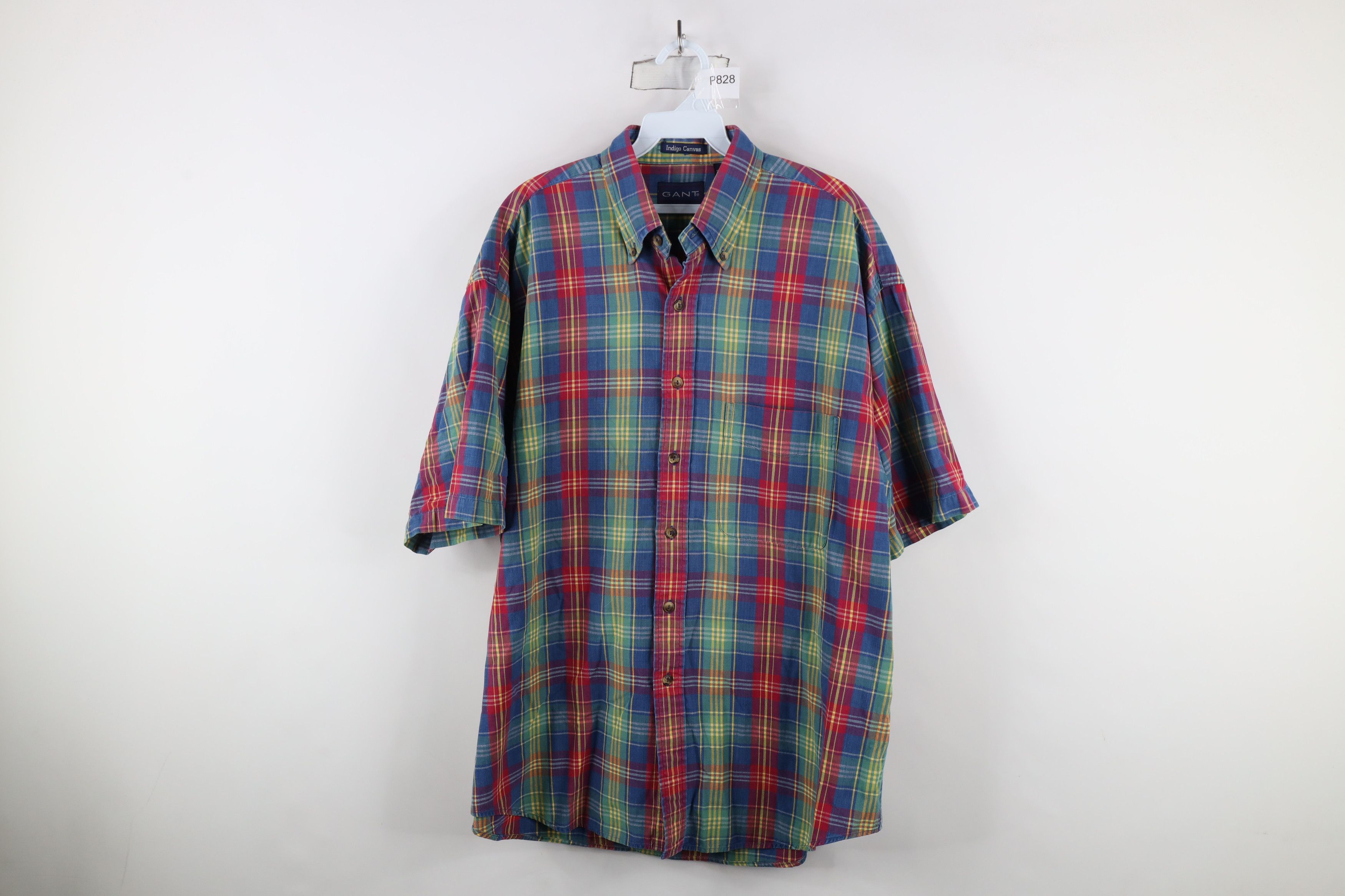 Vintage Vintage 90s Streetwear Canvas Madras Plaid Button Shirt USA Size US L / EU 52-54 / 3 - 1 Thumbnail