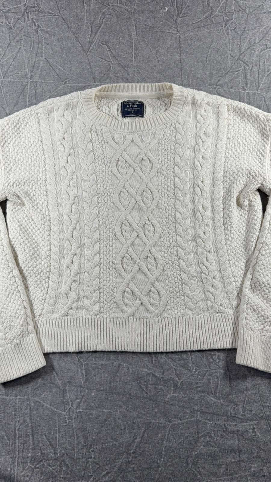 Abercrombie & Fitch Abercrombie Sweater Women's S White Cable Knit Size S / US 4 / IT 40 - 2 Thumbnail