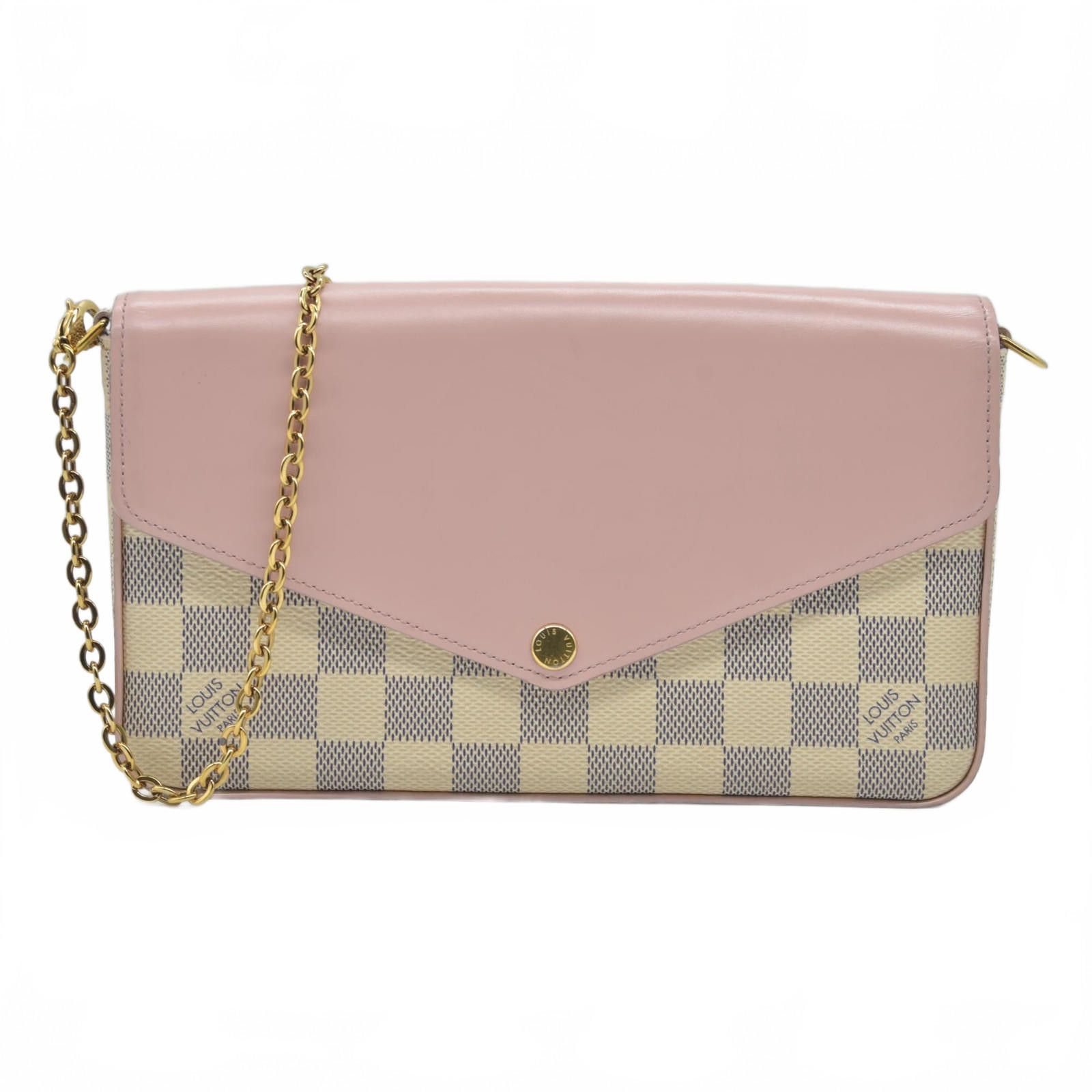 $1580 Louis Vuitton Damier Azur Pochette Félicie in White, Women's