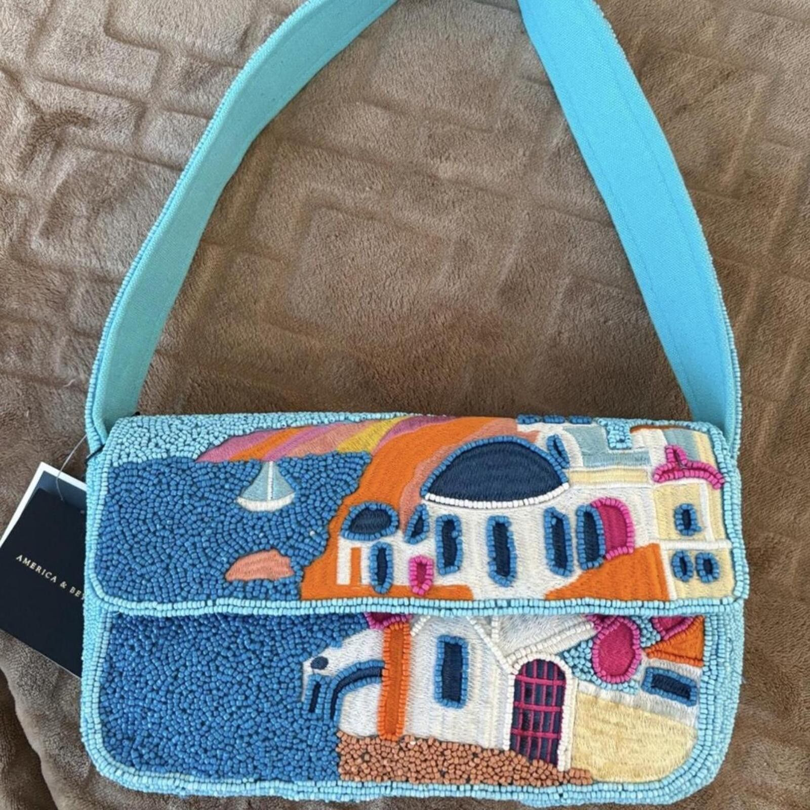 Marsell TikTok Viral Greece Portofino Ocean Blue Beaded Bag Size ONE SIZE - 3 Thumbnail