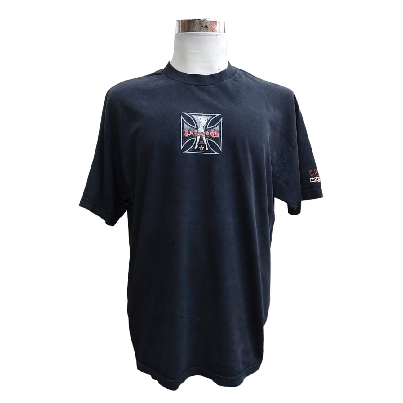 Vintage Vtg VIVID ADULT ENTERTAINMENT Big Cross Distressed T-shirt Size US XL / EU 56 / 4 - 2 Thumbnail
