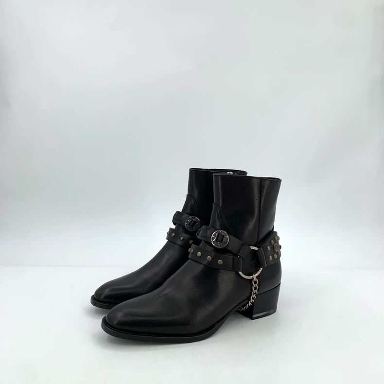 Saint Laurent Paris Saint Laurent Paris Black strap chain rivet round leather Size US 6.5 / IT 36.5 - 1 Thumbnail