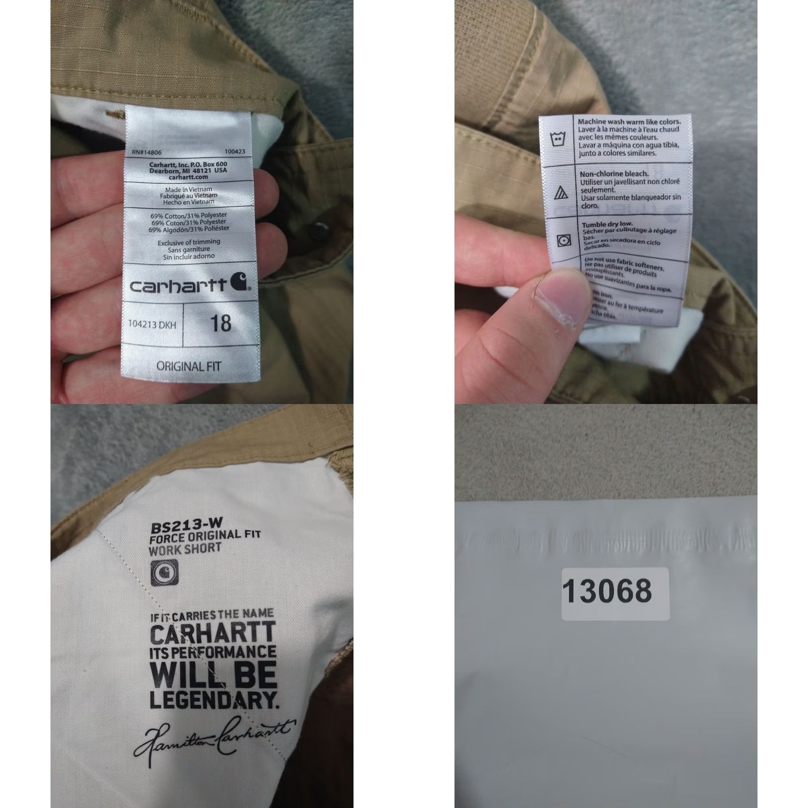 Carhartt Carhartt Shorts Womens 18 Beige Force Rugged Flex Ripstop Work Original Fit Short, Casual, Workwear, 18, Beige, Carhartt, Womens, 9 In inseam Size 40" / US 18 - 8 Thumbnail