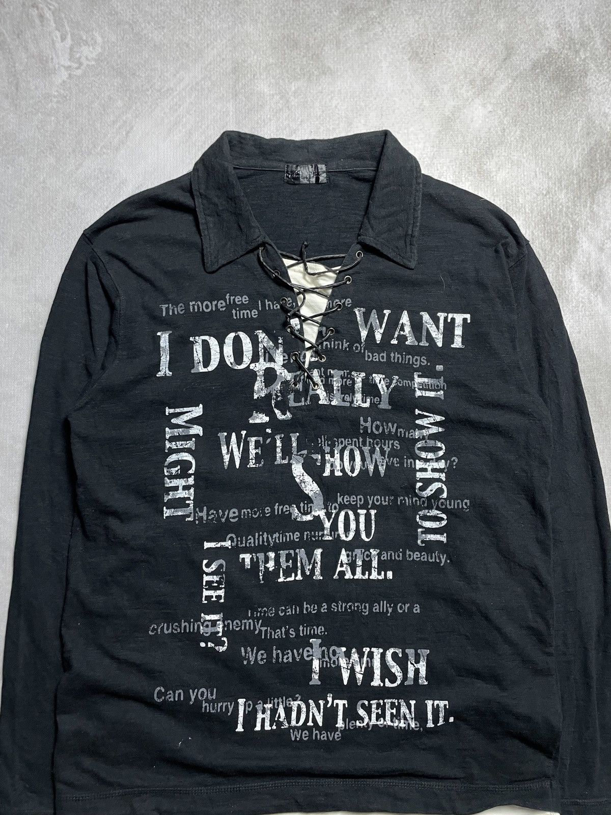 14th Addiction 2000’s T3D - Lace Up Poem Double Layer Vkei Style Longsleeve Size US L / EU 52-54 / 3 - 2 Thumbnail