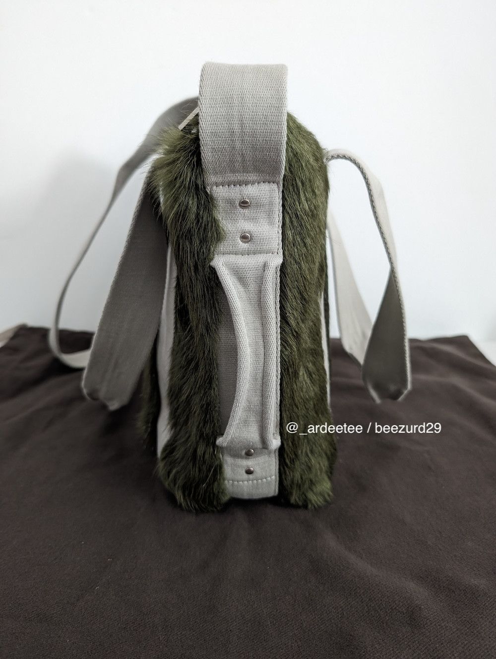 Rick Owens 💥UNRELEASED CALF HAIR FUR MINI TROLLEY TOTE BAG GREEN Size ONE SIZE - 7 Thumbnail