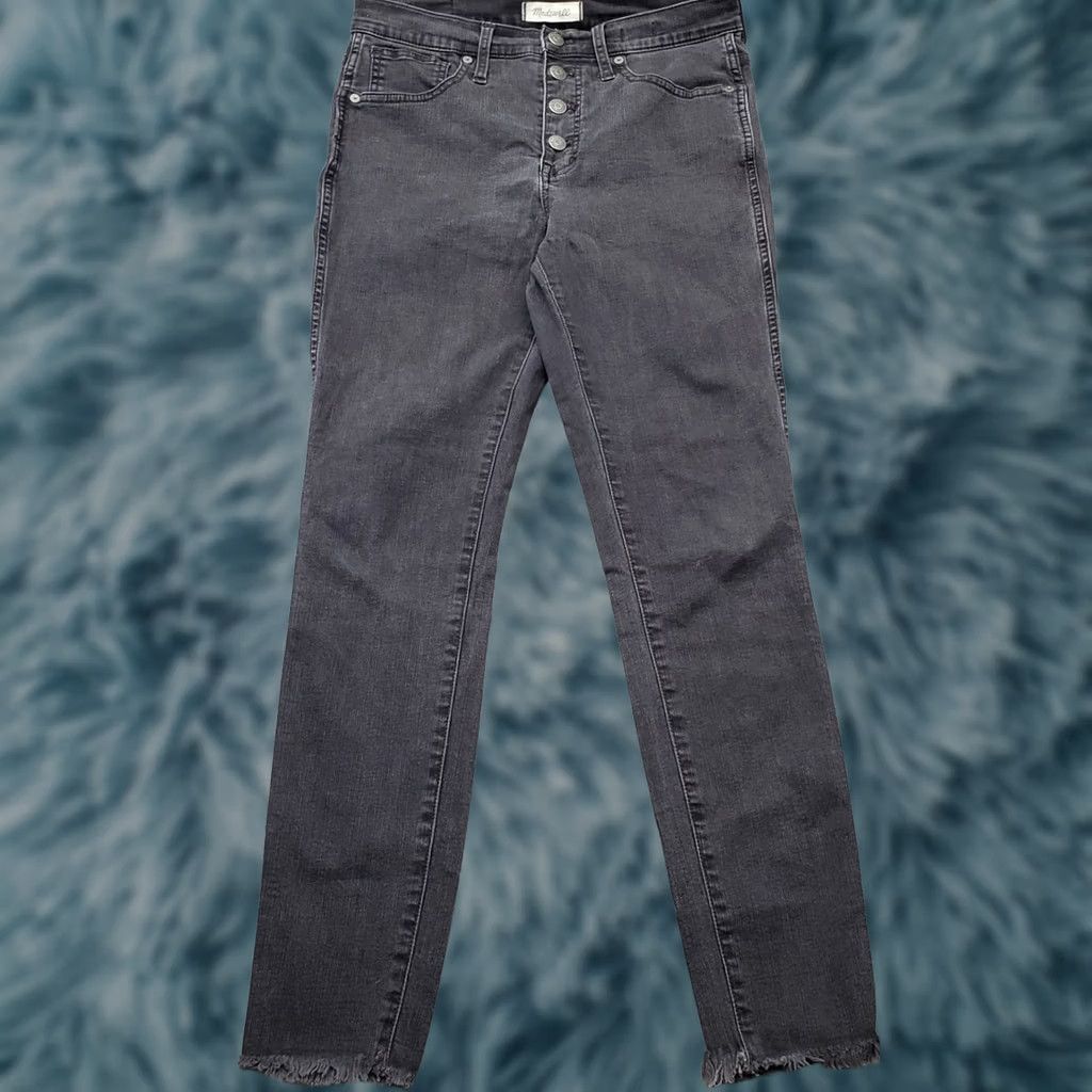 Madewell Madewell Womens Jeans 28 Black Denim High Rise Skinny Button Fly Frayed Hem Jeans Size 28" / US 6 / IT 42 - 1 Thumbnail