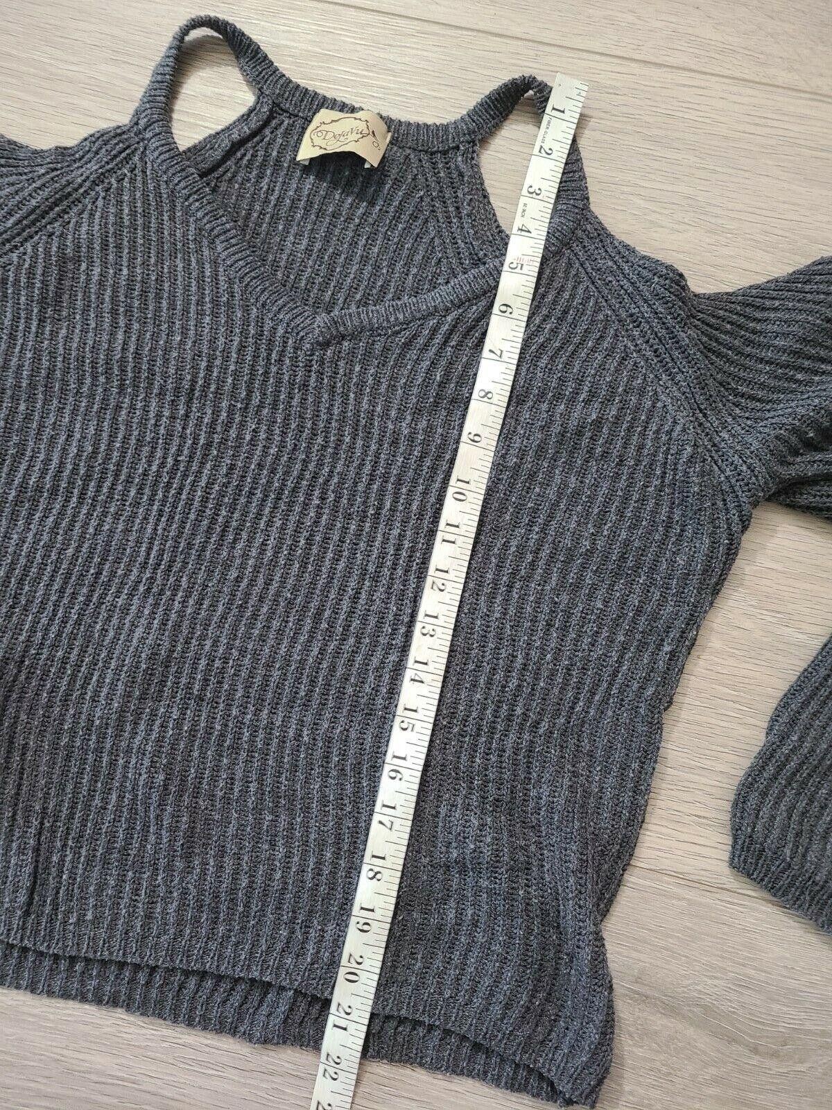 Designer Deja vu Sweater Womens Medium Grey Chunk Knit Cold Shoulder Size M / US 6-8 / IT 42-44 - 4 Thumbnail