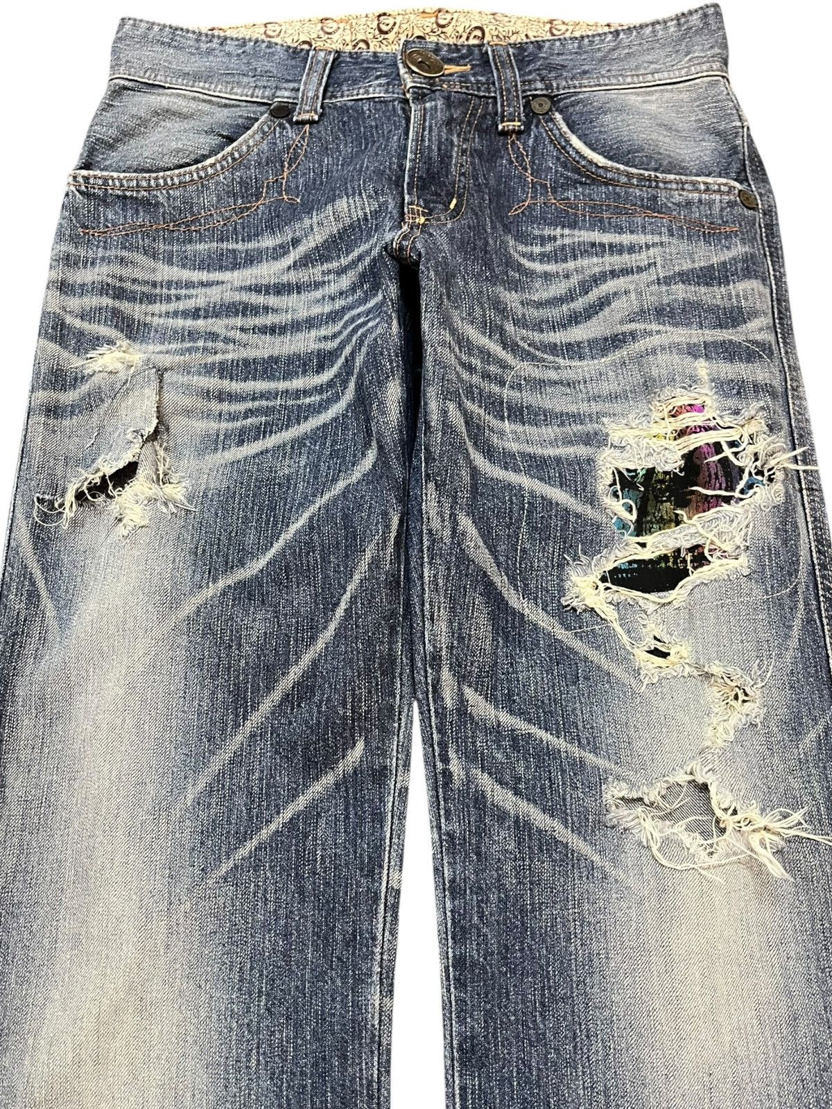 Edwin Vintage Edwin 503 Bluetrip Rainbow Model Whiskering Denim Size US 29 - 2 Thumbnail
