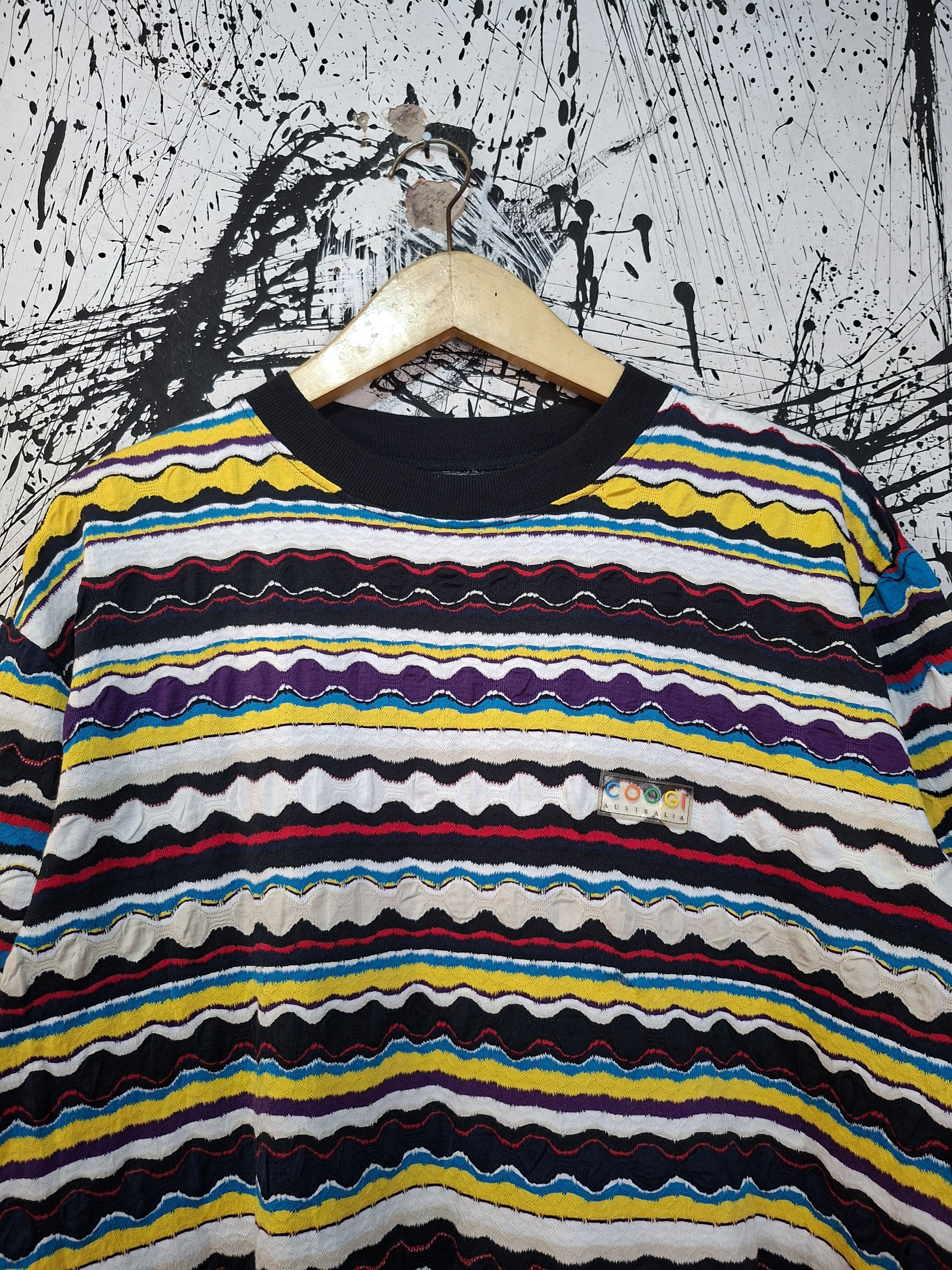 Coogi 90'S COOGI WAVY STRIPED PATTERN KNIT SHORT SLEEVE TEE Size US M / EU 48-50 / 2 - 3 Thumbnail