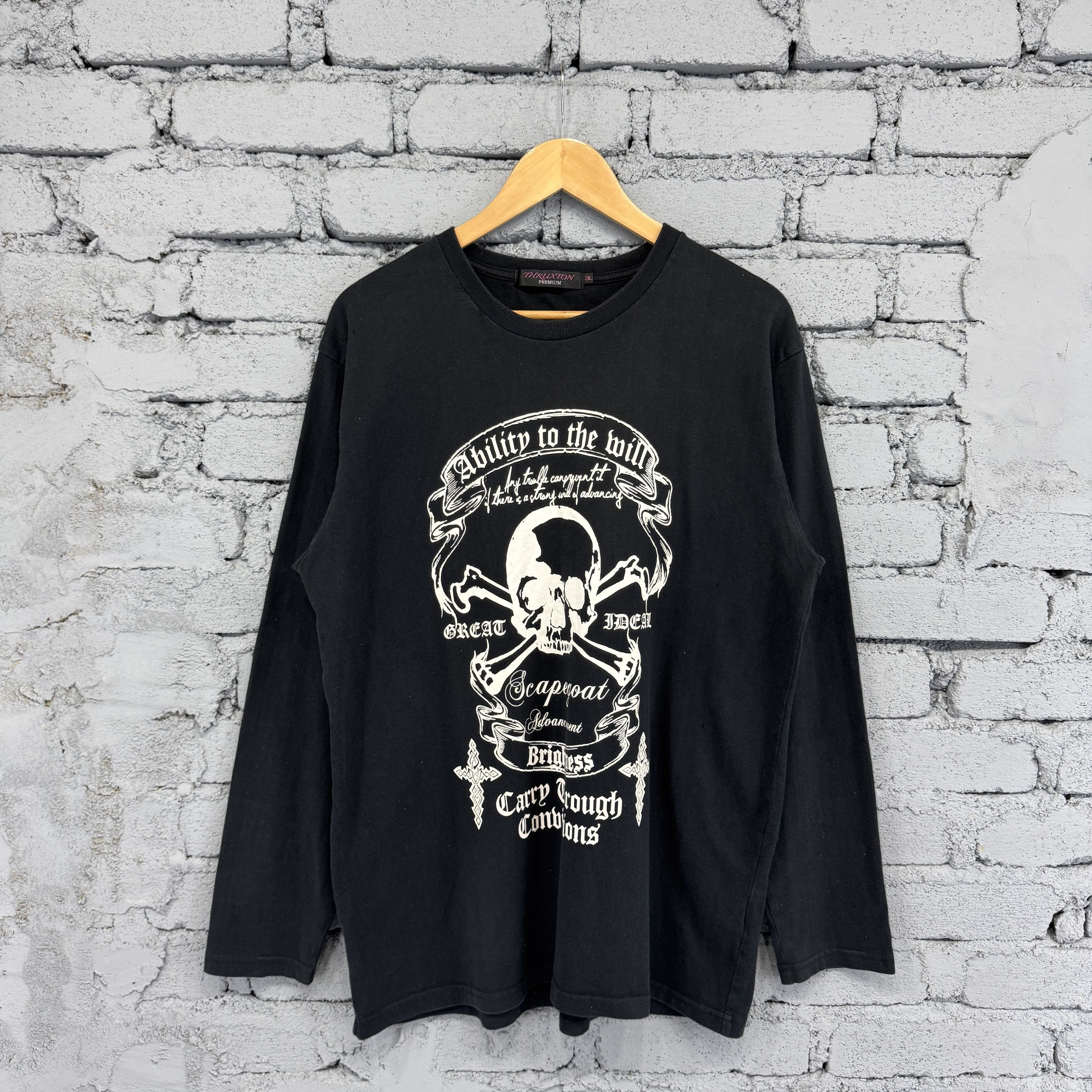 Japanese Brand Rare Vintage Y2K Japanese Brand Skull Bones Sunfaded Tshirt Size US XL / EU 56 / 4 - 1 Thumbnail