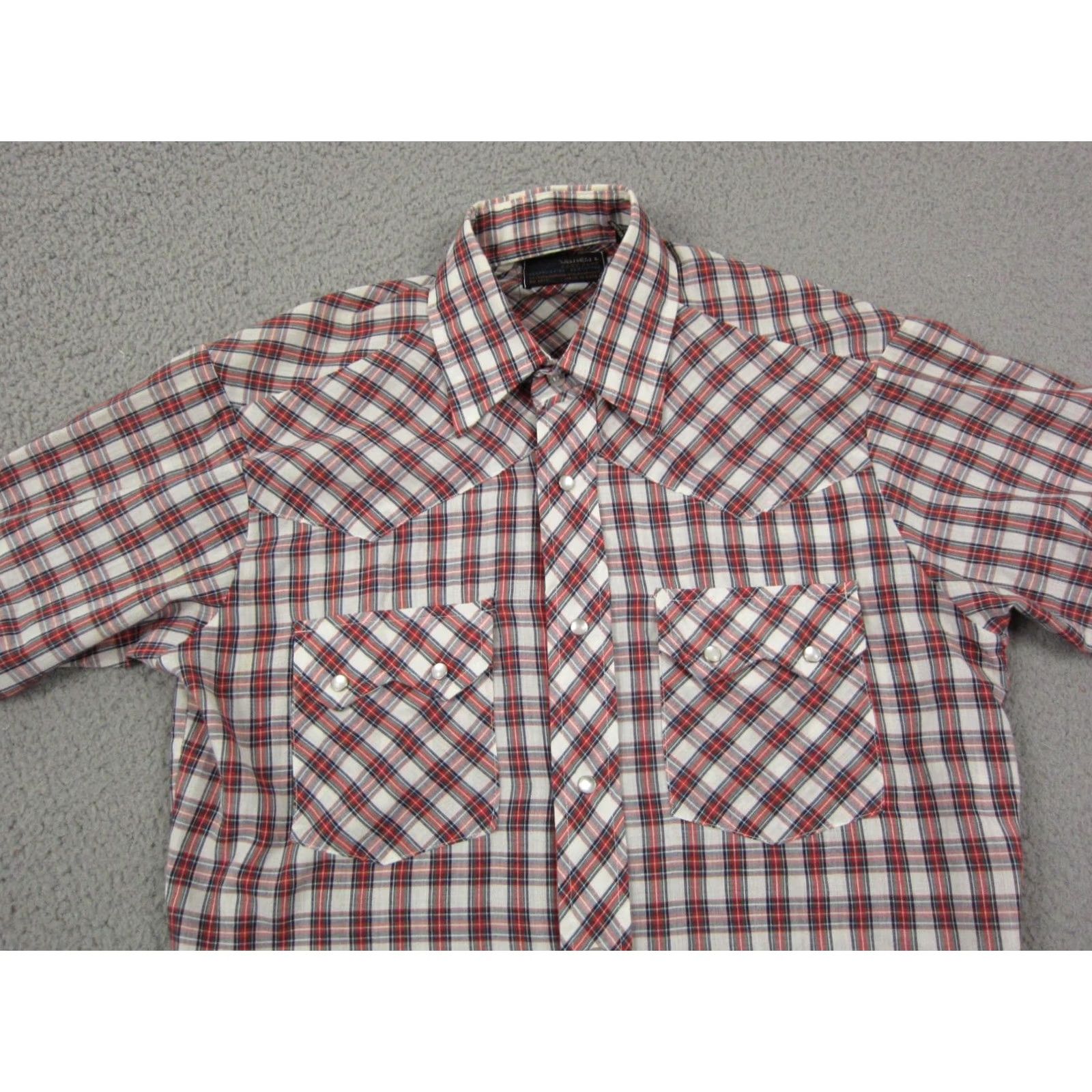 Vintage VINTAGE Woolworth Shirt Mens Small Red Blue White Western Snap Cowboy Rodeo 60s Size US S / EU 44-46 / 1 - 2 Thumbnail