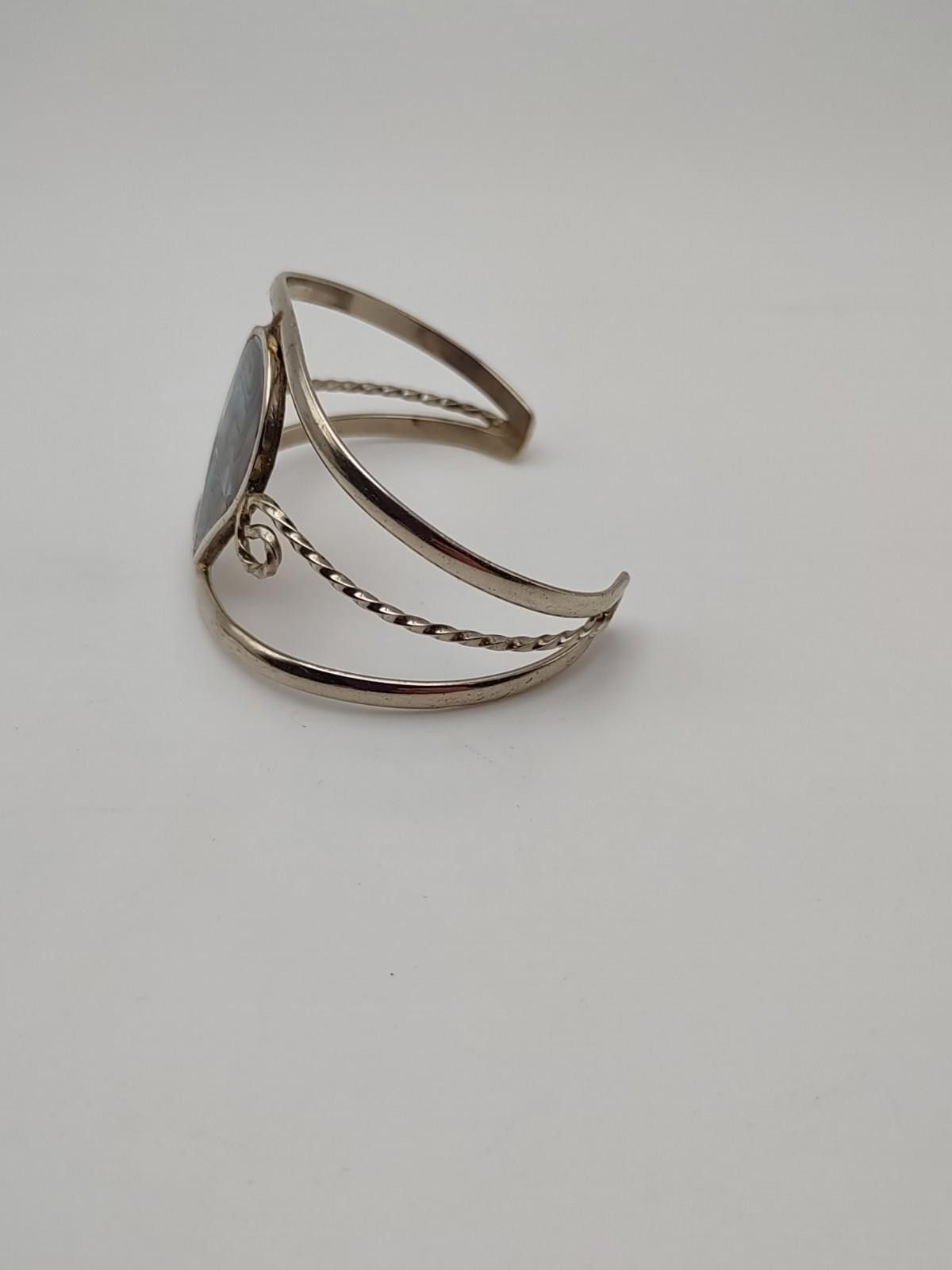 The Unbranded Brand Vintage Abalone Shell Alpaca Silver Adjustable Cuff Size ONE SIZE - 2 Thumbnail