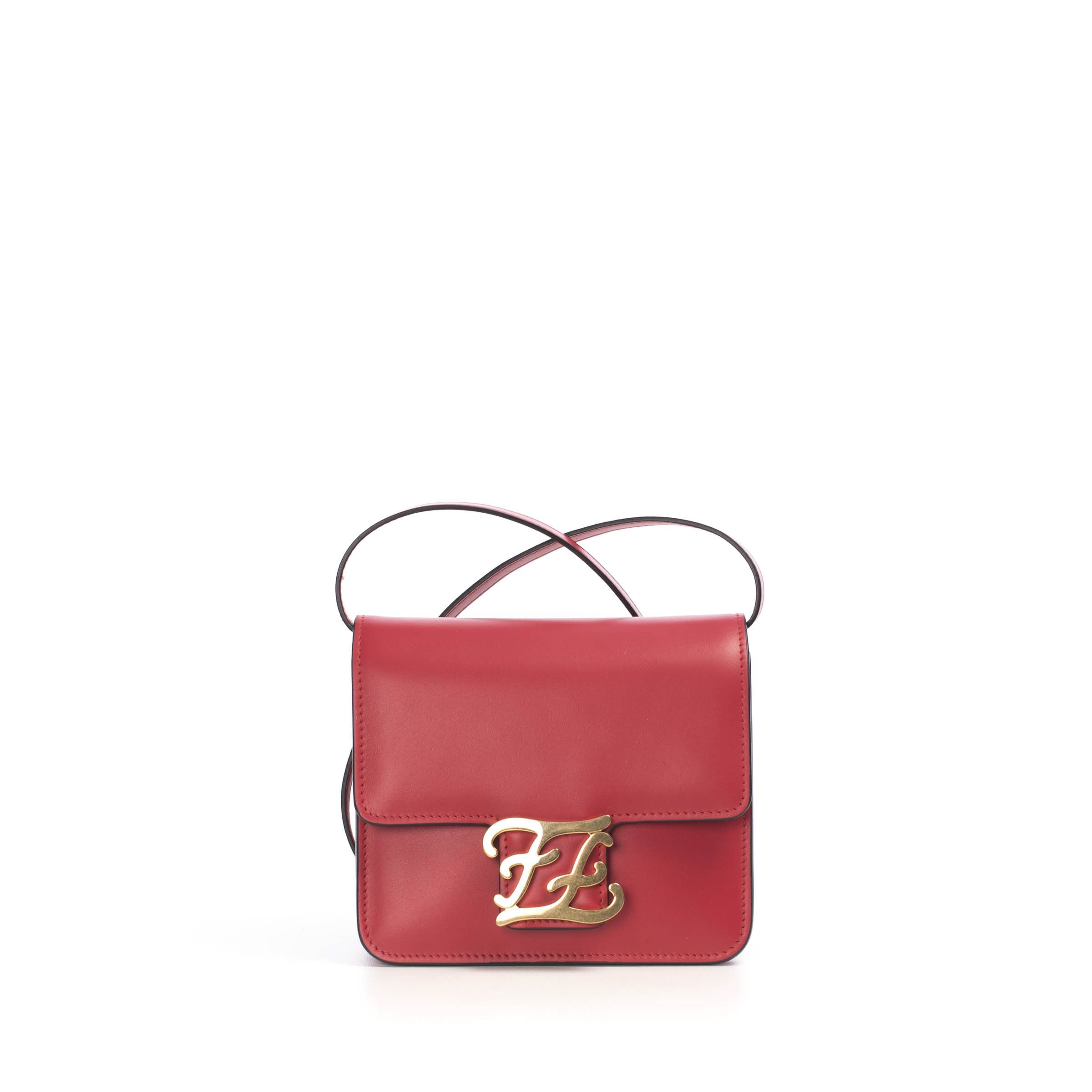 Fendi Karligraphy - Small Red Leather Bag with FF Buckle Size ONE SIZE - 1 Thumbnail