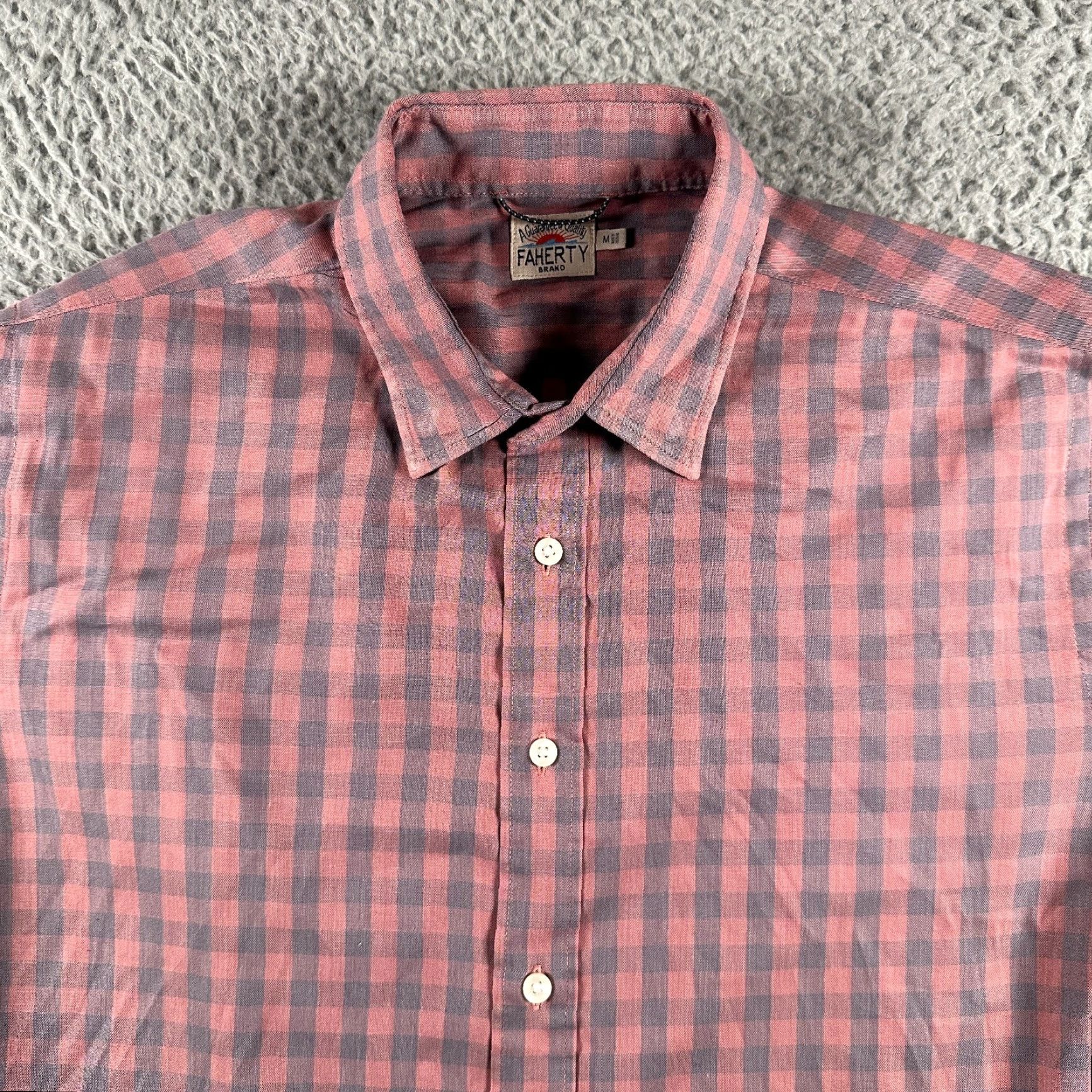 Faherty Faherty Shirt Men’s Medium Blue Pink Check Button Down Long Sleeve Performance Size US M / EU 48-50 / 2 - 2 Thumbnail