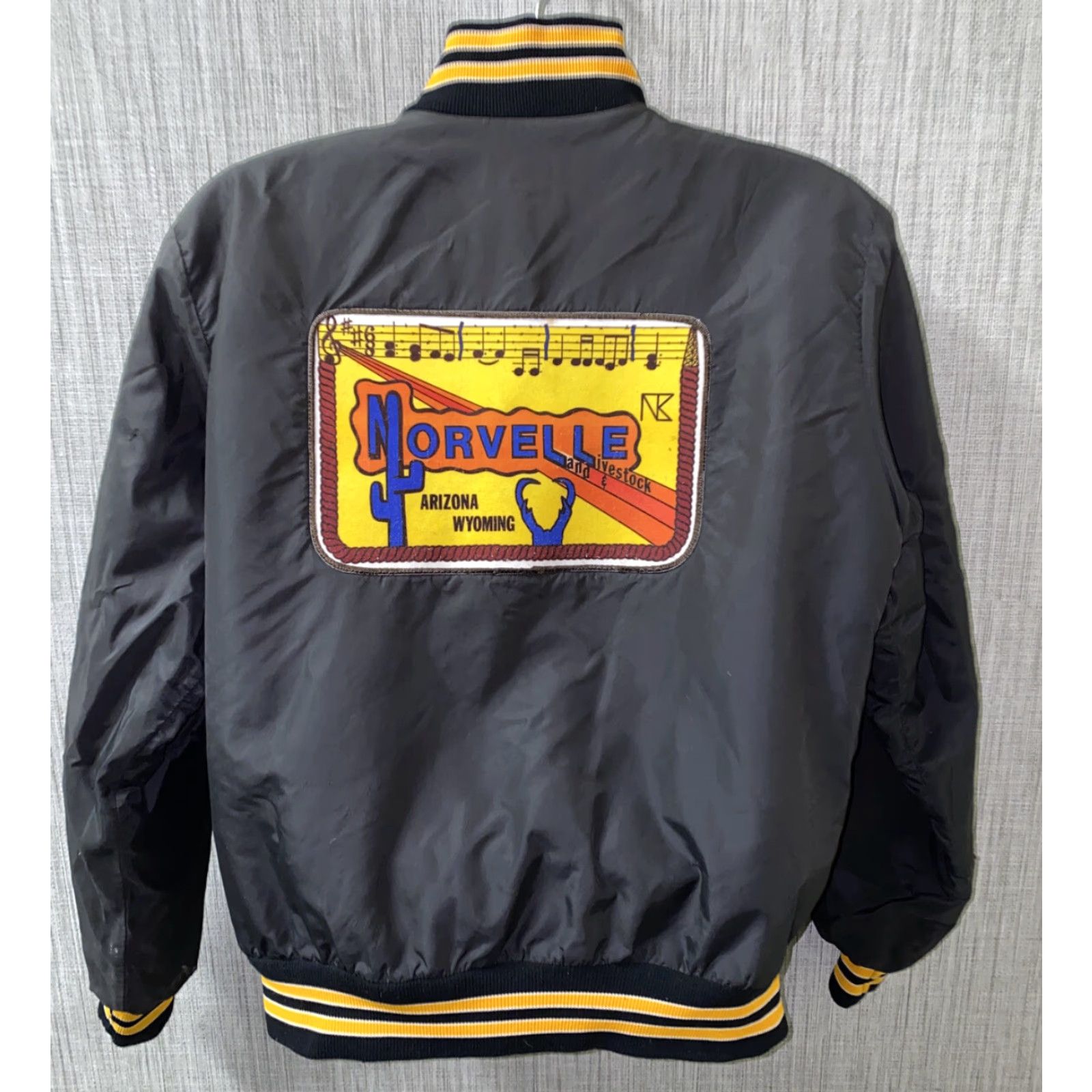Vintage VINTAGE Rennoe Mens Jacket Snap Button Lined Fleece Black Yellow Size L Size US L / EU 52-54 / 3 - 2 Thumbnail
