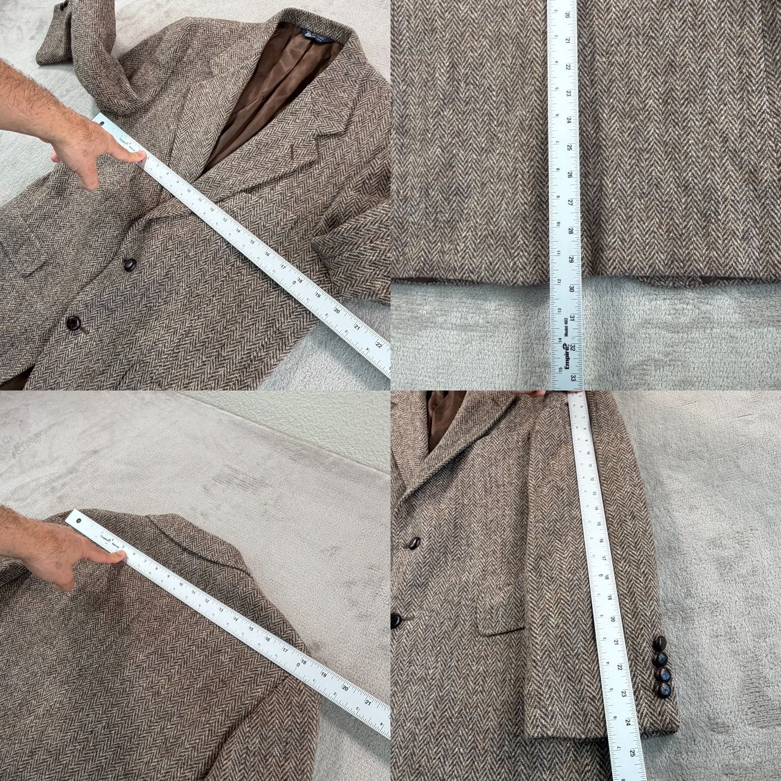 Harris Tweed VINTAGE Harris Tweed Blazer Sports Coat Brown Herringbone Men 40 USA Made Size 40R - 8 Thumbnail