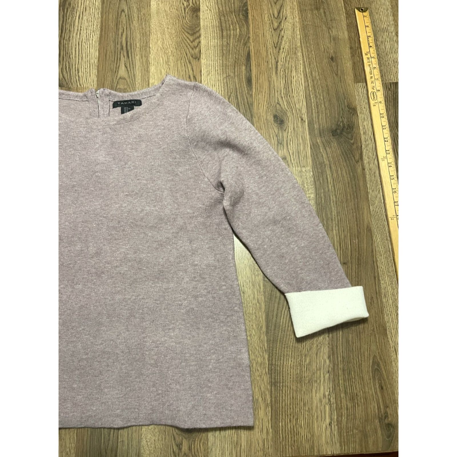 Vintage Tahari Sweater, Women's Size XL, Purple, 3/4 Sleeve, Back Zip, Pullover, Regular, Casual, Fall, Spring, Summer, Women Size XL / US 12-14 / IT 48-50 - 4 Thumbnail