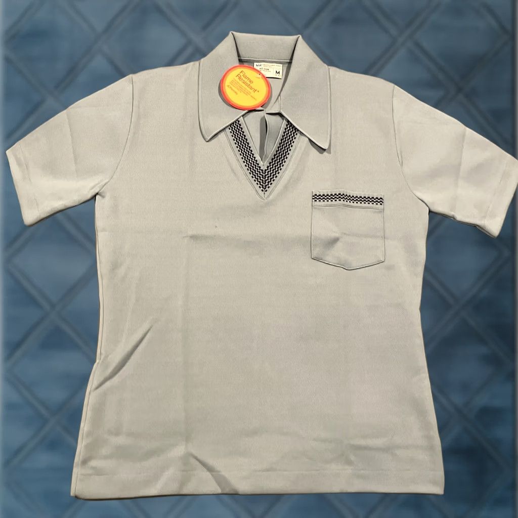 JCPenney VINTAGE JC Penney Polo Cabana Shirt - 1970s - Medium - Blue - Short Sleeve - Collared - Pullover - 100% Polyester - Men - Regular Size US M / EU 48-50 / 2 - 1 Thumbnail