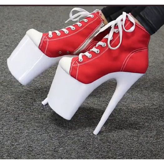 Other 800SK UV 8" High Heel Platform Sneakers Red White Blacklight Size US 7 / IT 37 - 1 Thumbnail