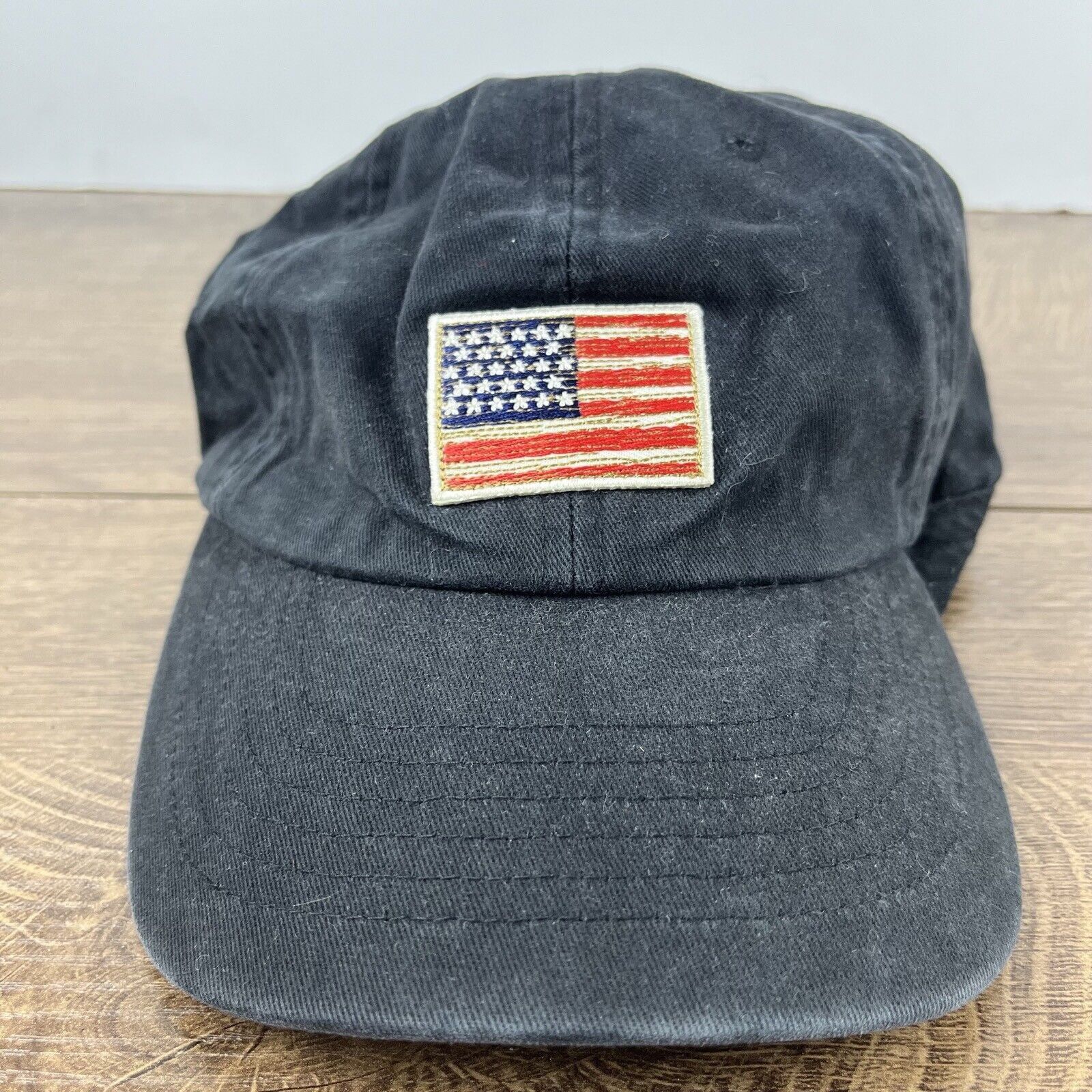 Other Vintage USA Flag Patch Hat Black Cap Adjustable Hat Black Ad Size ONE SIZE - 4 Thumbnail