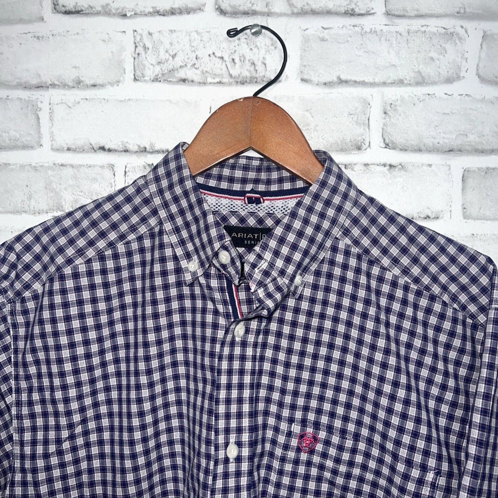 Ariat VINTAGE Ariat Pro Series Men's Short Sleeve Plaid Shirt Size M Purple Casual Size US M / EU 48-50 / 2 - 2 Thumbnail