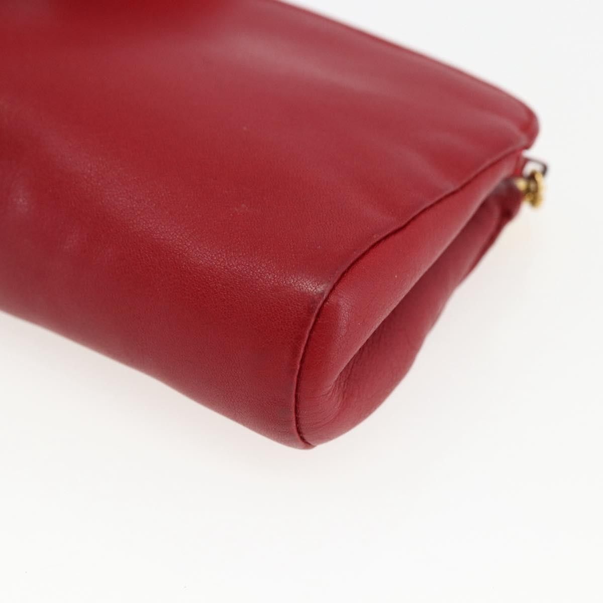 Chanel Chanel Pouch Lamb Skin Red Gold CC Size ONE SIZE - 6 Thumbnail