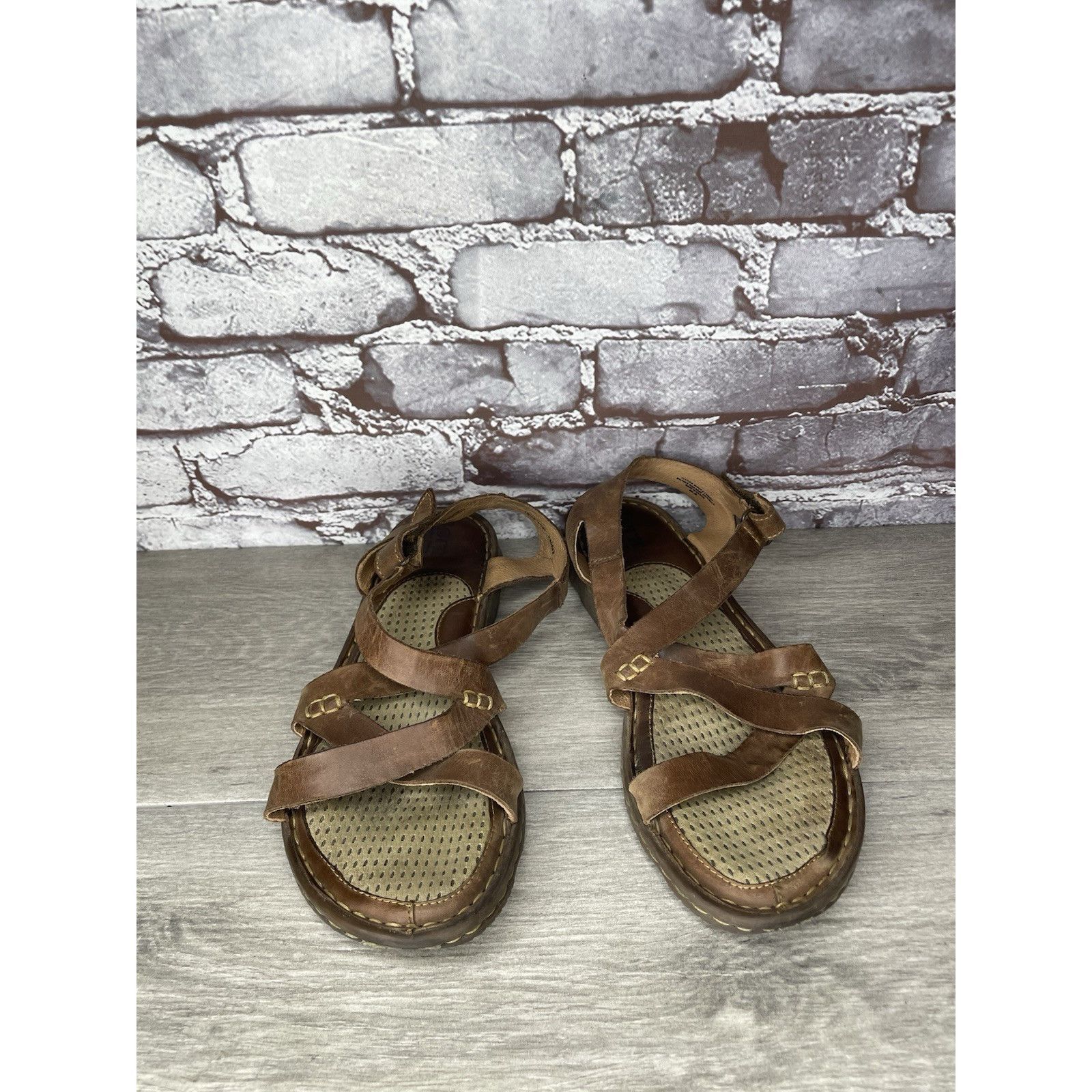 Born Born Handcrafted Brown Leather Strappy Casual Sandals Women’ Size US 10 / IT 40 - 9 Thumbnail