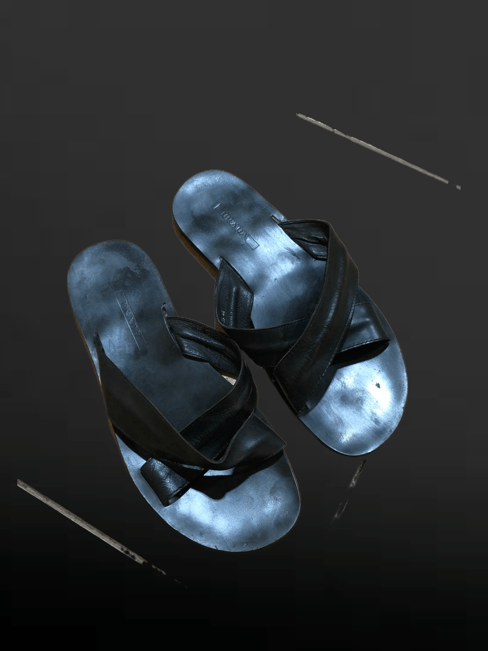 Prada Prada Leather Italian Sandals Black Genuine Leather Slip on Size US 11 / EU 44 - 1 Thumbnail