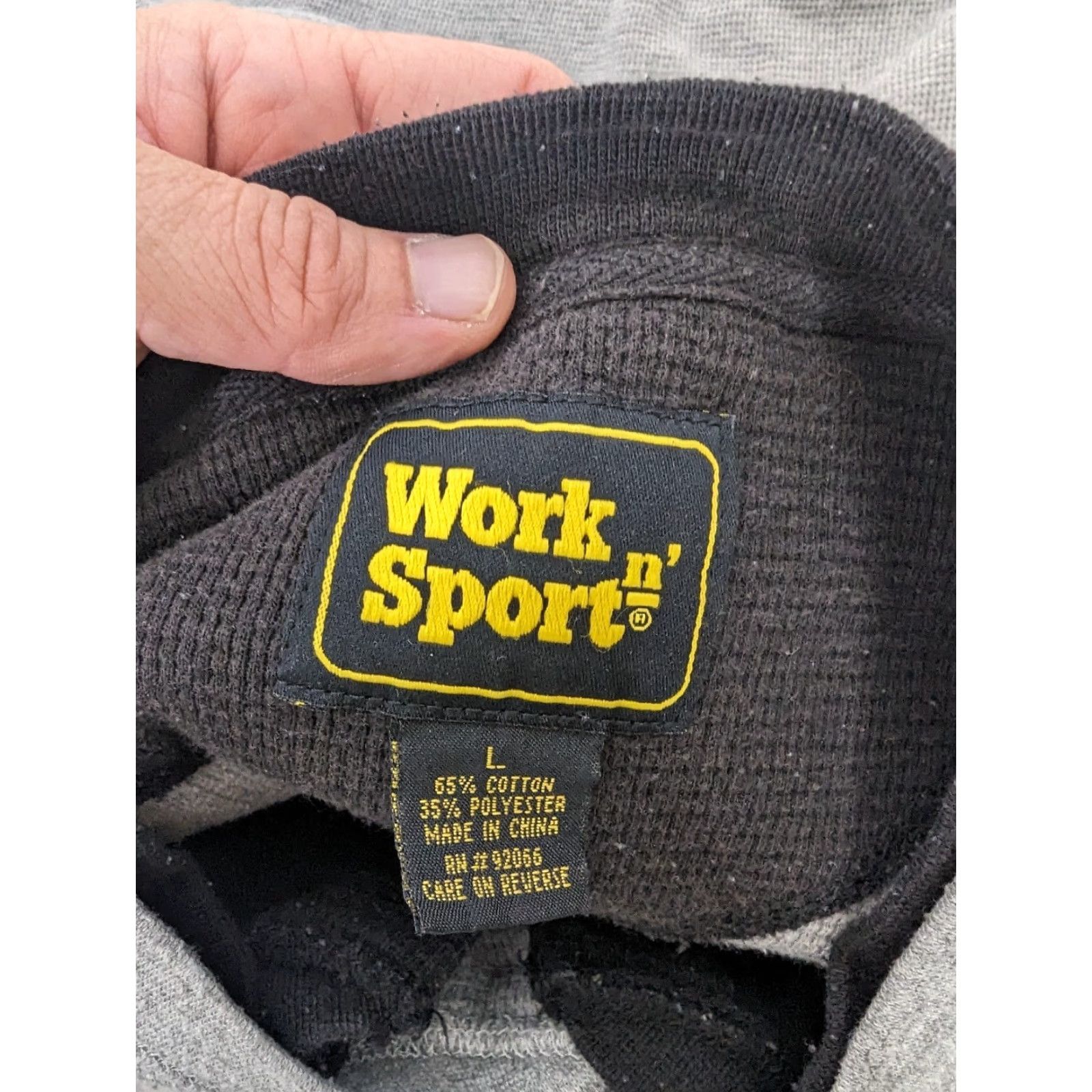 Vintage Work N' Sport Mens Thermal Henley Long Sleeve T-Shirt T8S, Gray, L, Pockets, Sports, 60s? Size US L / EU 52-54 / 3 - 3 Thumbnail