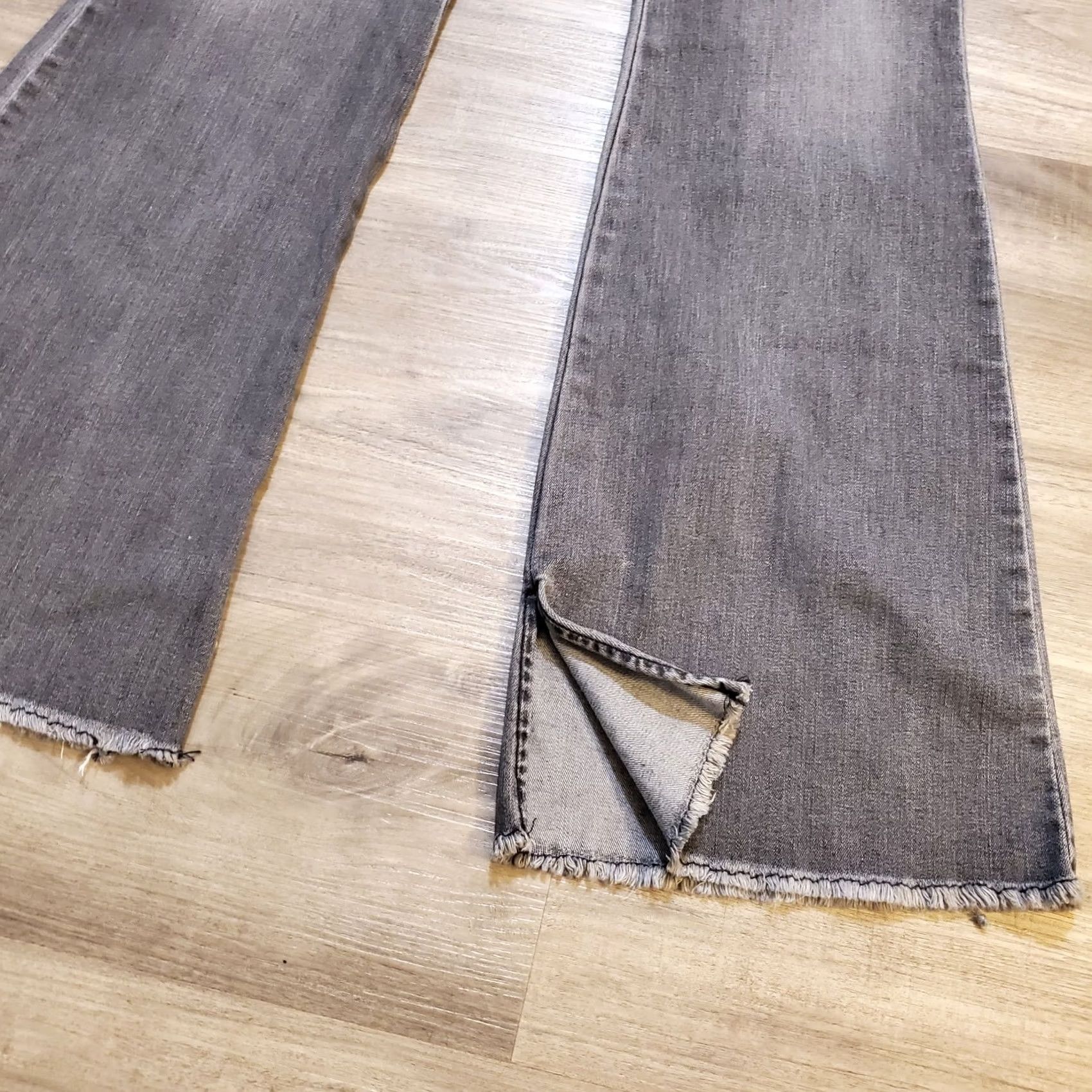 Lee Lee Jeans Womens 16 Gray NWT Tall High Rise Split Flare Hippie Boho Size 38" / US 16 / IT 52 - 6 Thumbnail