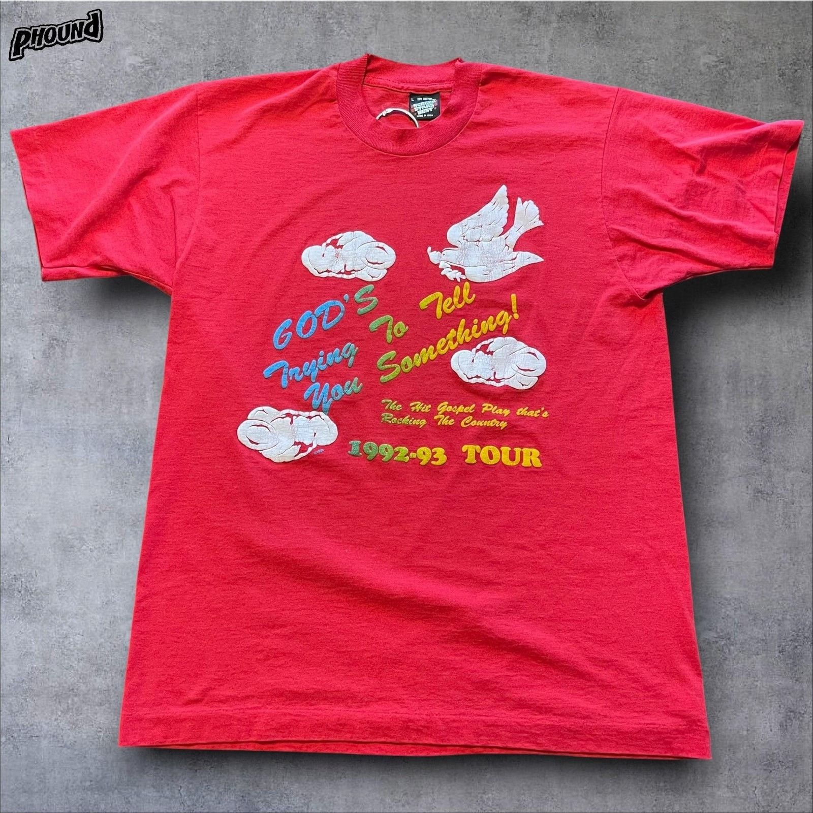 Vintage Vintage God's Trying To Tell You Something Shirt L 1992-93 Size US L / EU 52-54 / 3 - 1 Thumbnail