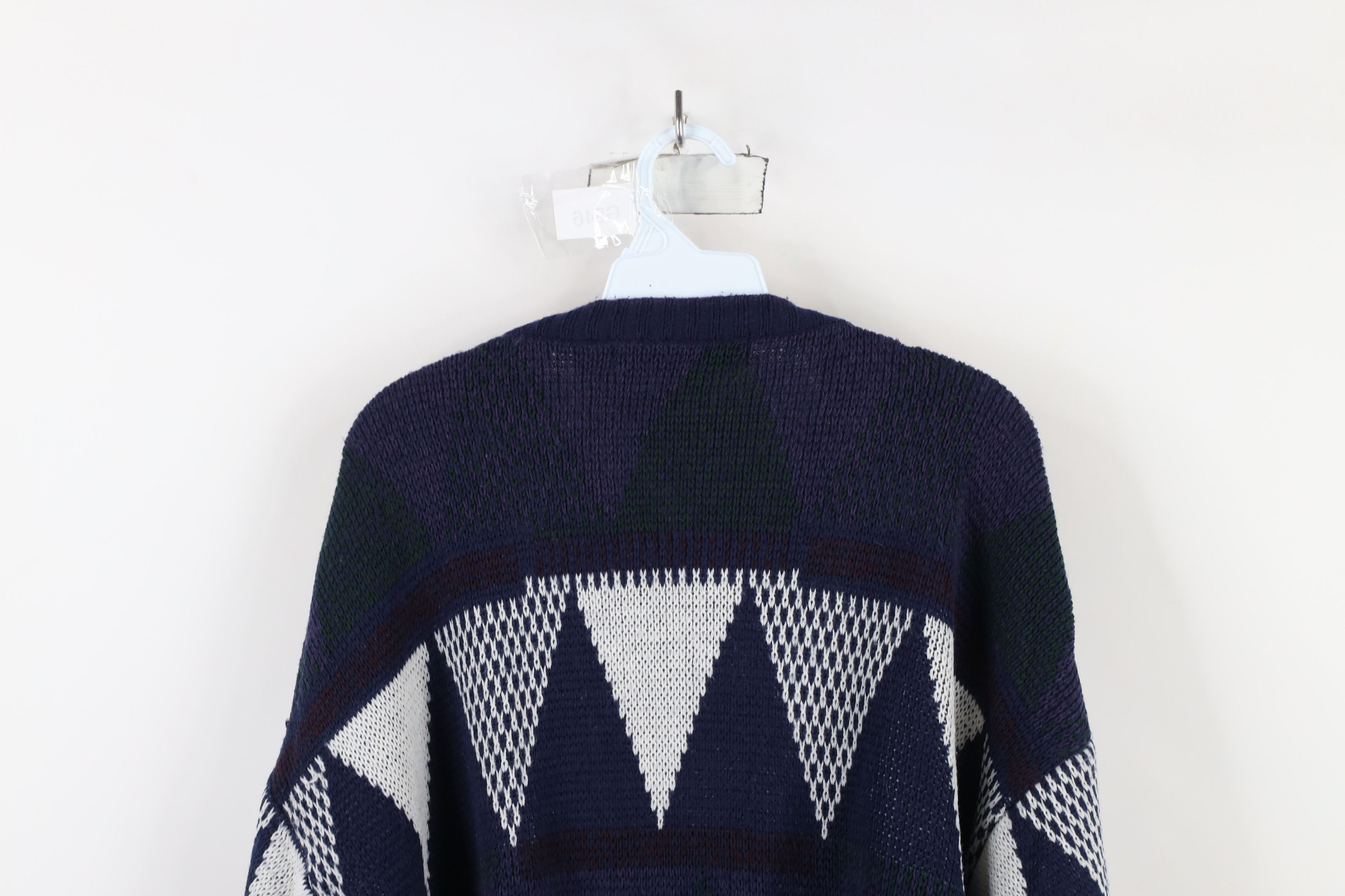 Vintage Vintage 90s Coogi Style Geometric Knit Cardigan Sweater Size US XL / EU 56 / 4 - 9 Thumbnail