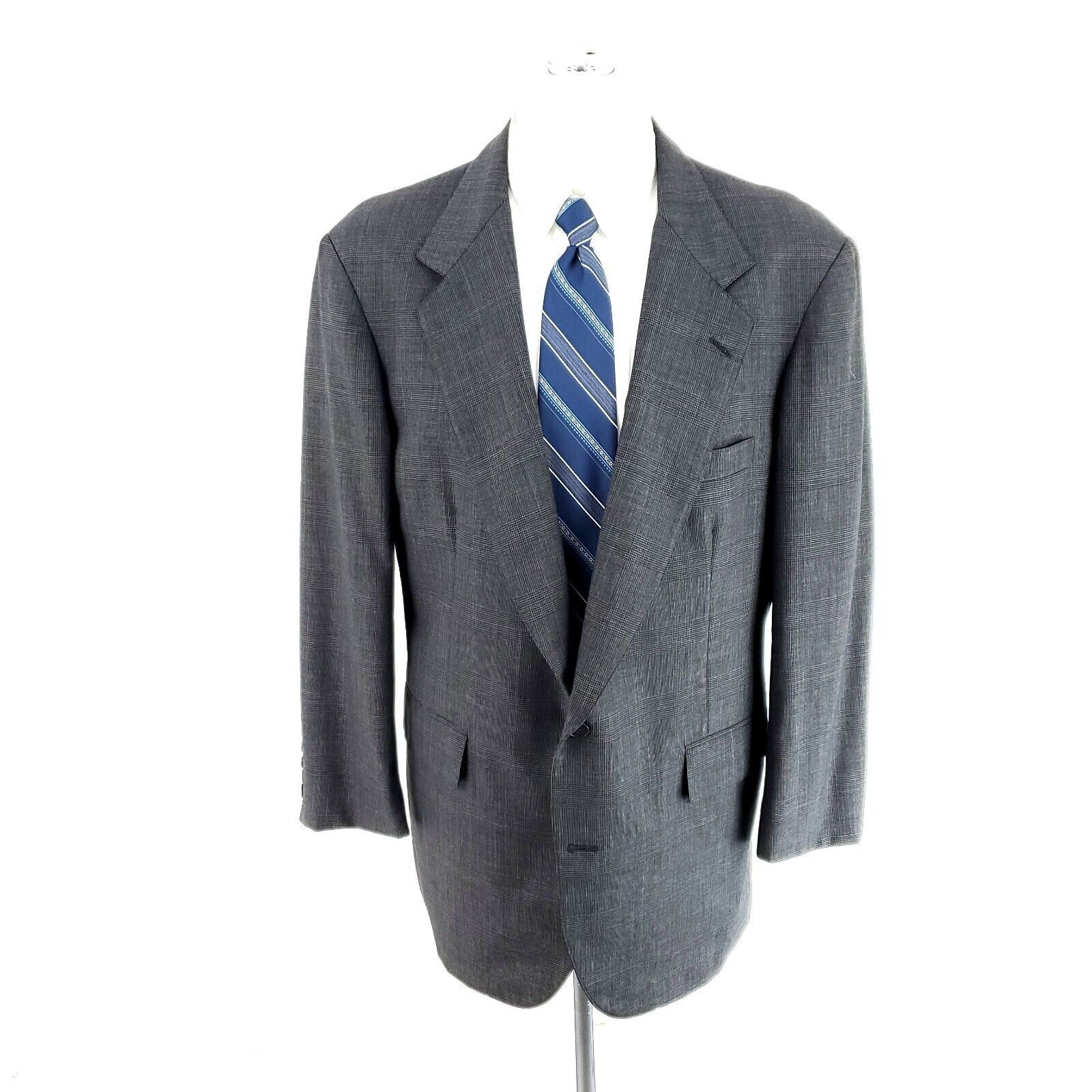 Southwick Southwick Wool 2 Button Blazer 42R Gray Plaid W/ Brown Teal Size 42R - 3 Thumbnail